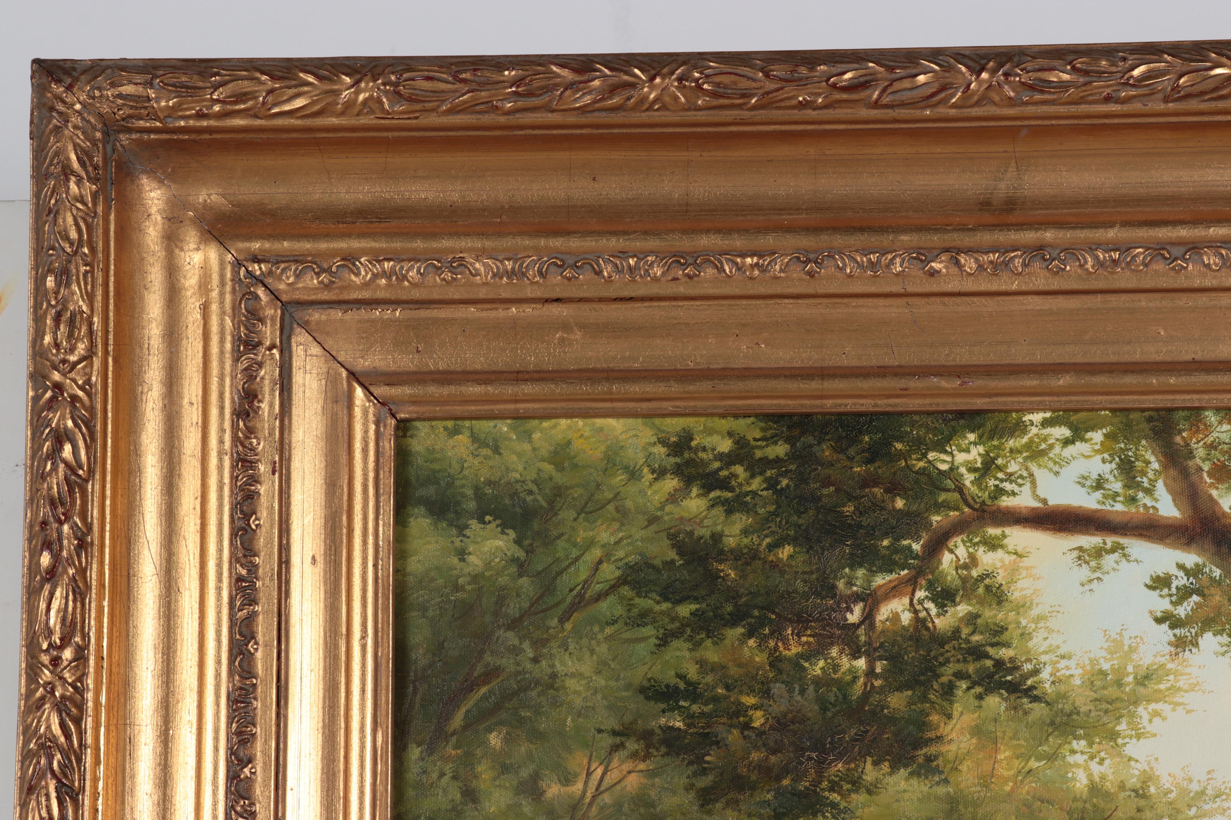 Forest Landscape Oil Painting With Moose