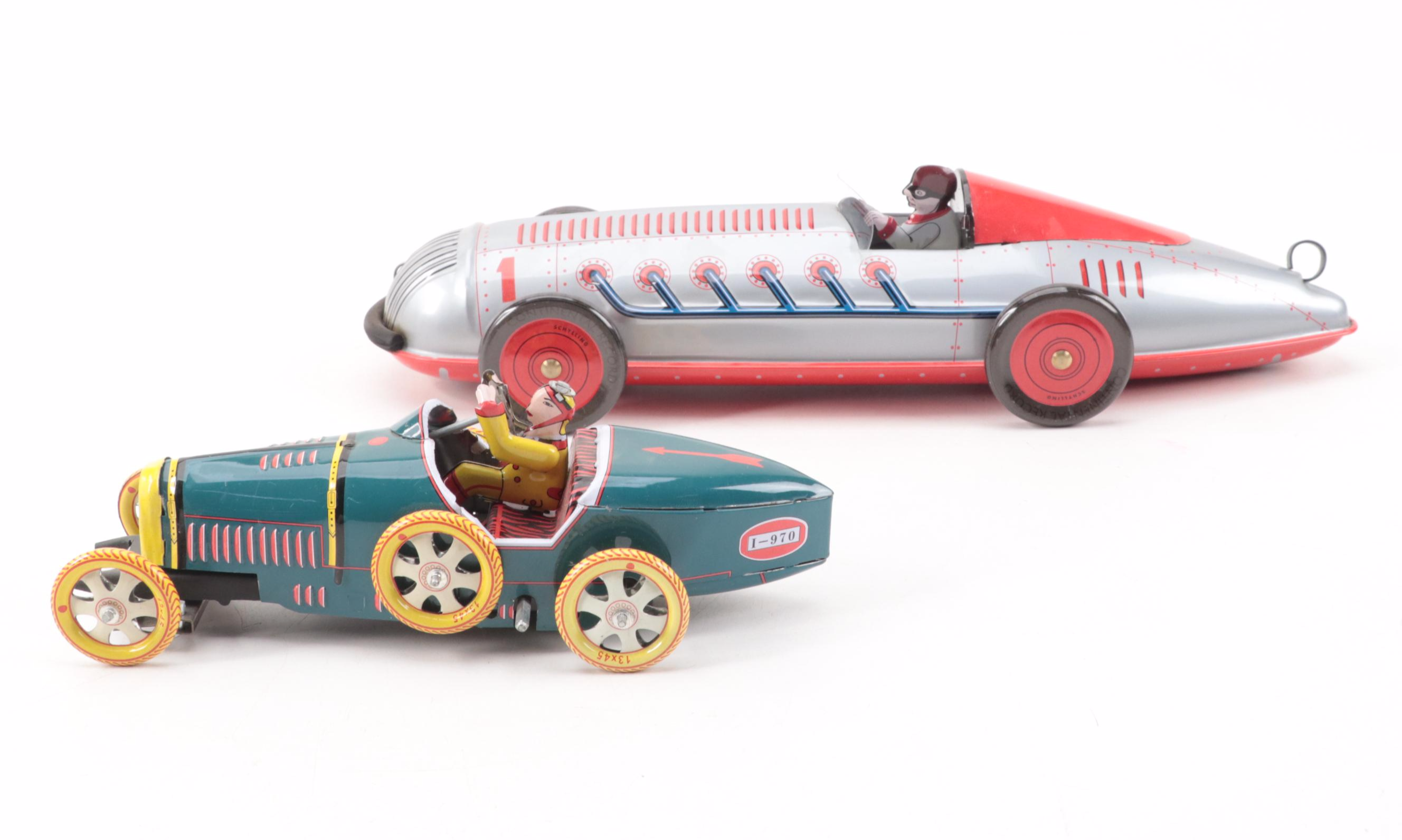 Schylling and Other Tin Lithograph Toy Cars, Contemporary