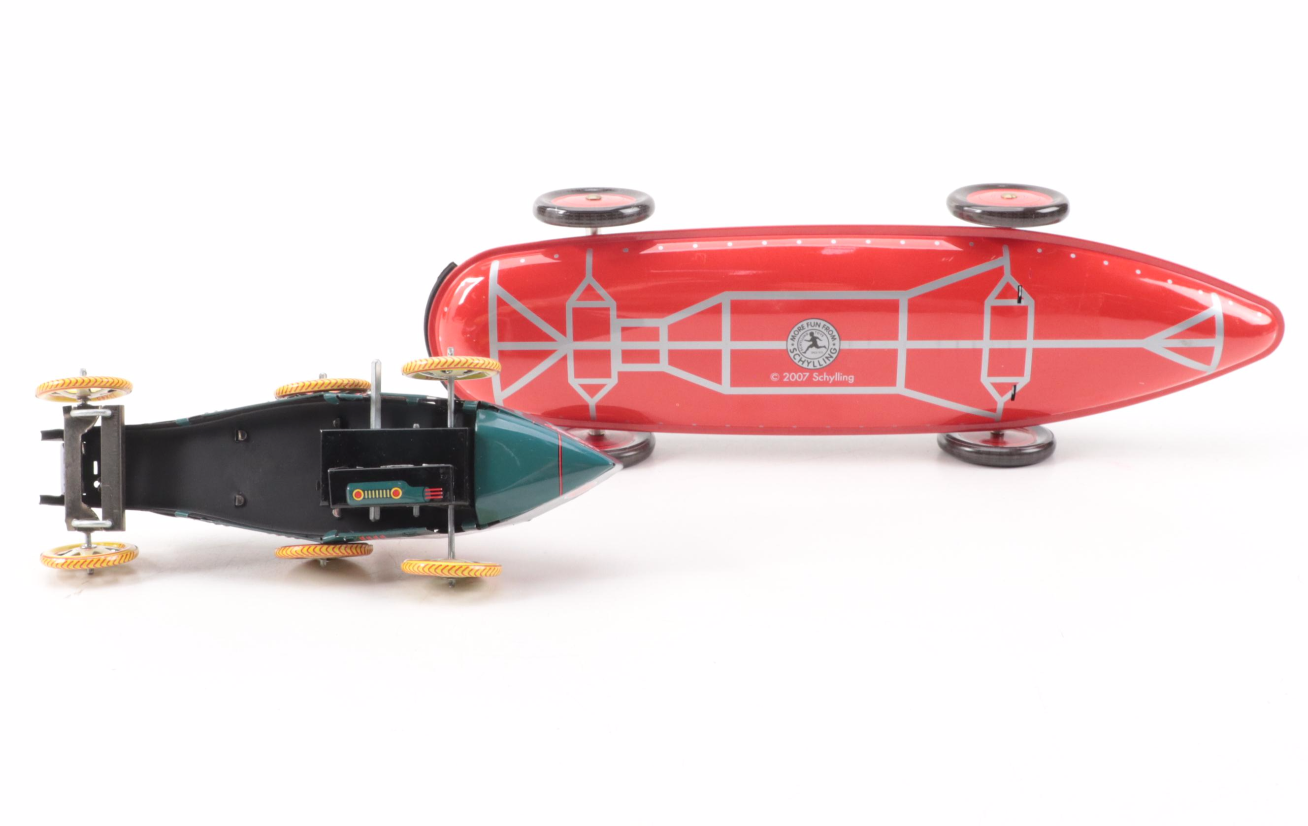 Schylling and Other Tin Lithograph Toy Cars, Contemporary