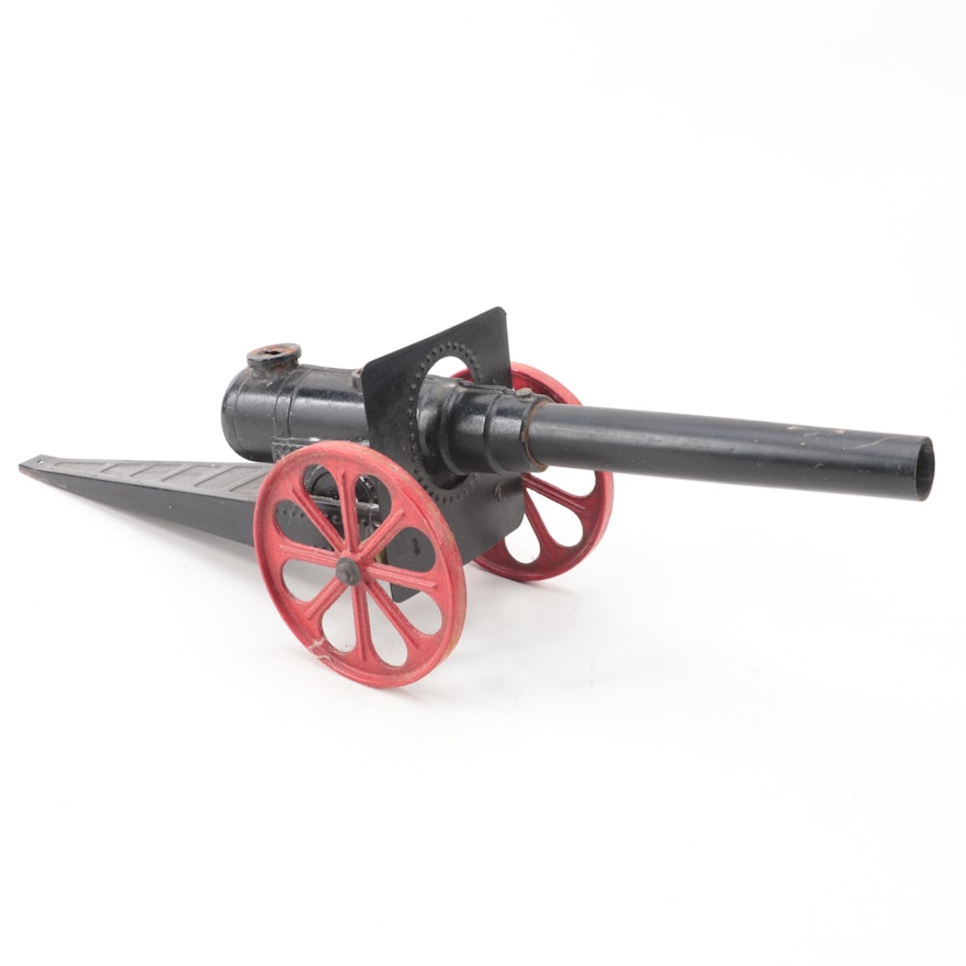 Cast Iron and Metal Toy Siege Field Gun, Mid-20th Century