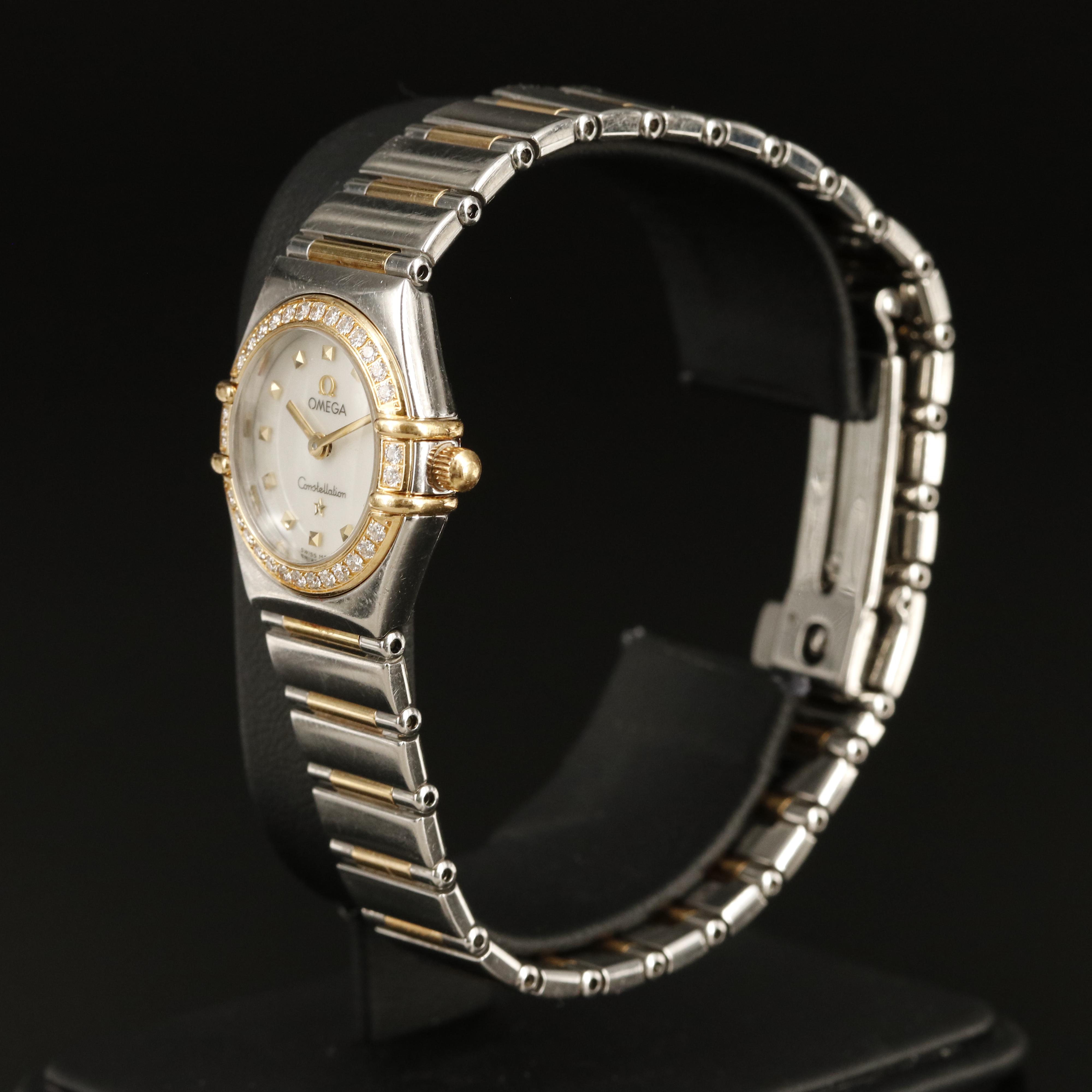 1998 Omega Constellation 18K Factory Diamond Bezel Watch