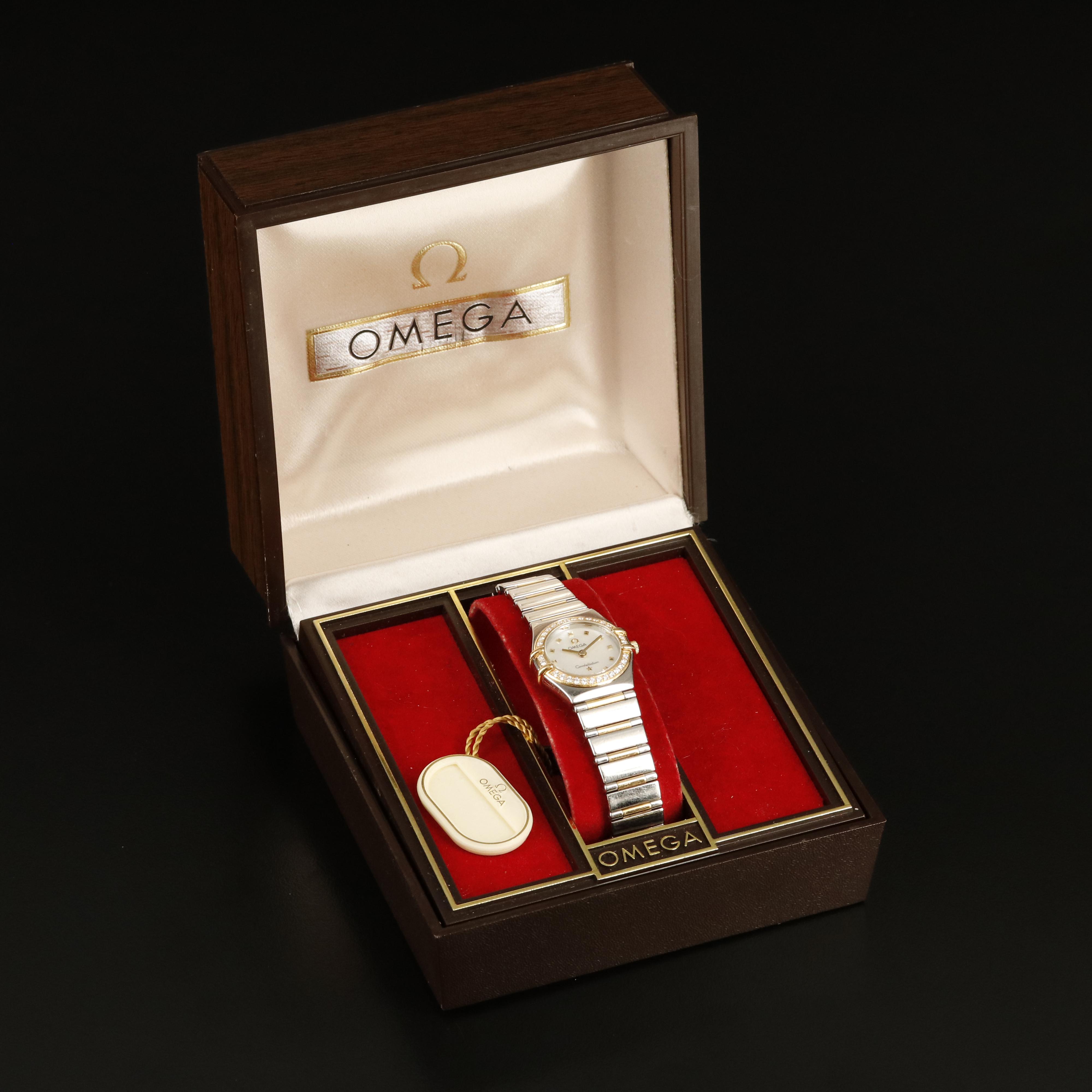 1998 Omega Constellation 18K Factory Diamond Bezel Watch