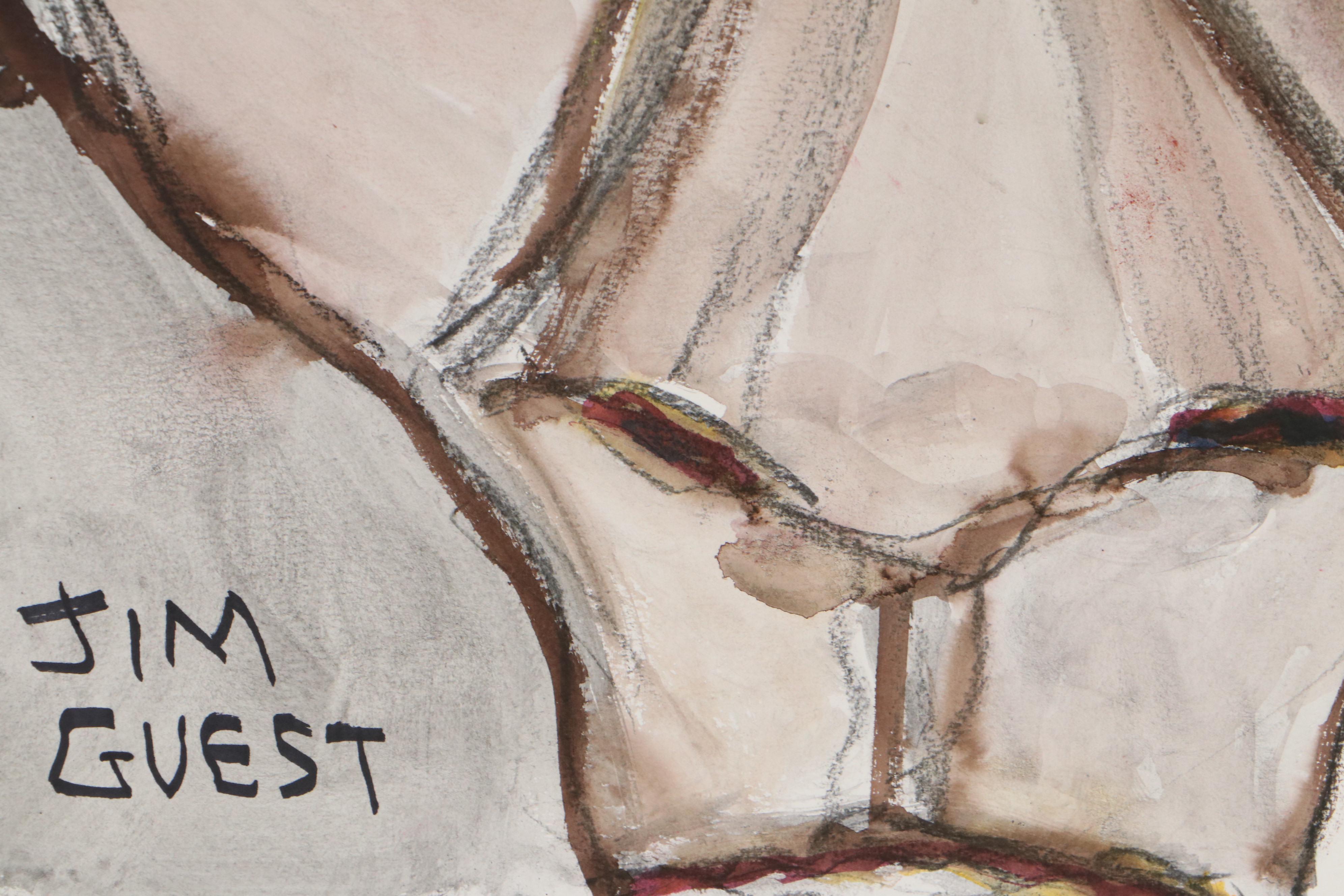 Jim Guest Portrait Mixed Media Painting