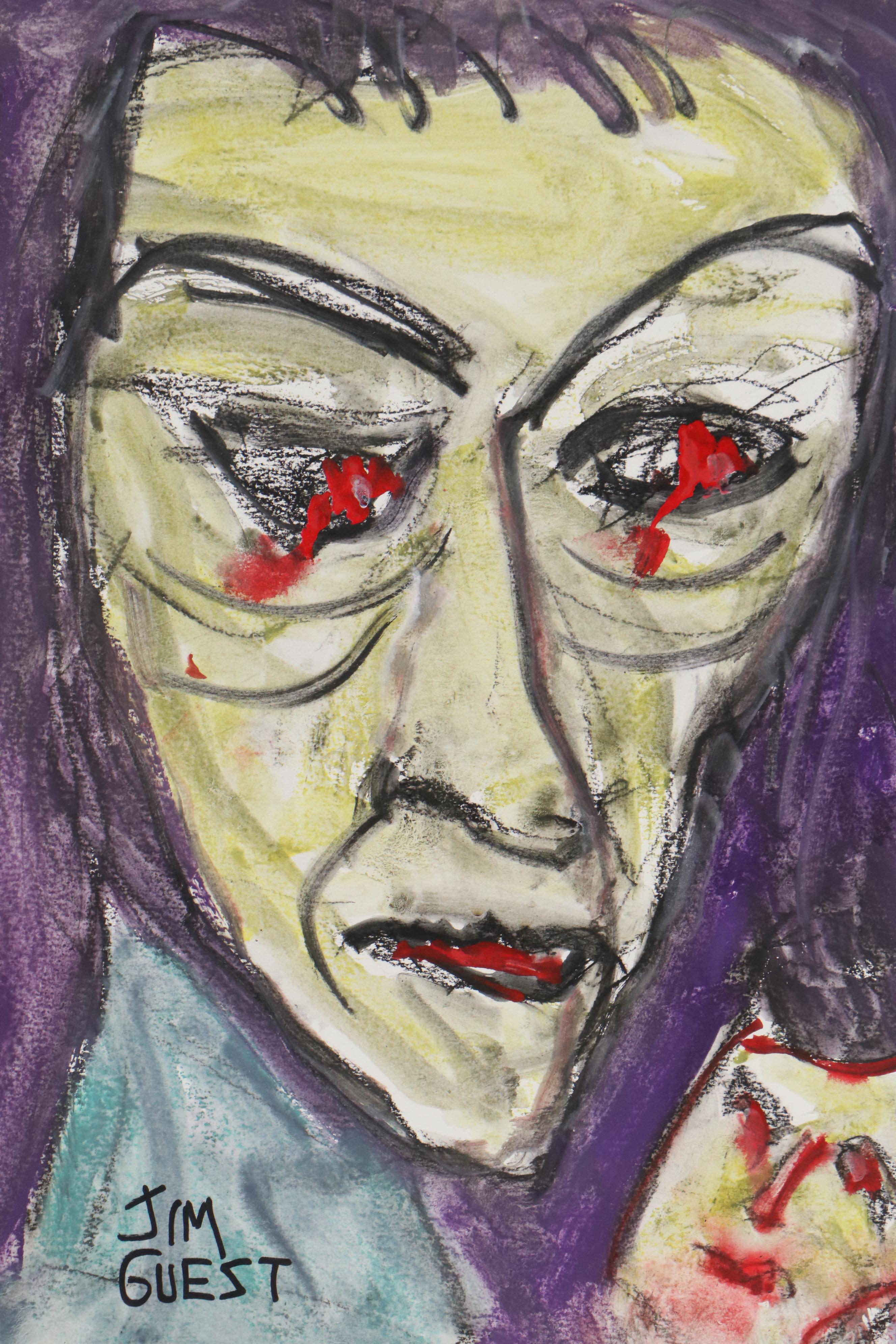 Jim Guest Portrait Mixed Media Painting