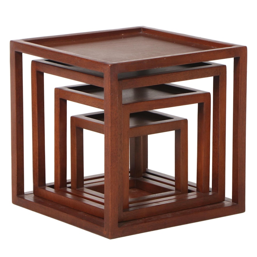 Mahogany Finish Wood Nesting Tables