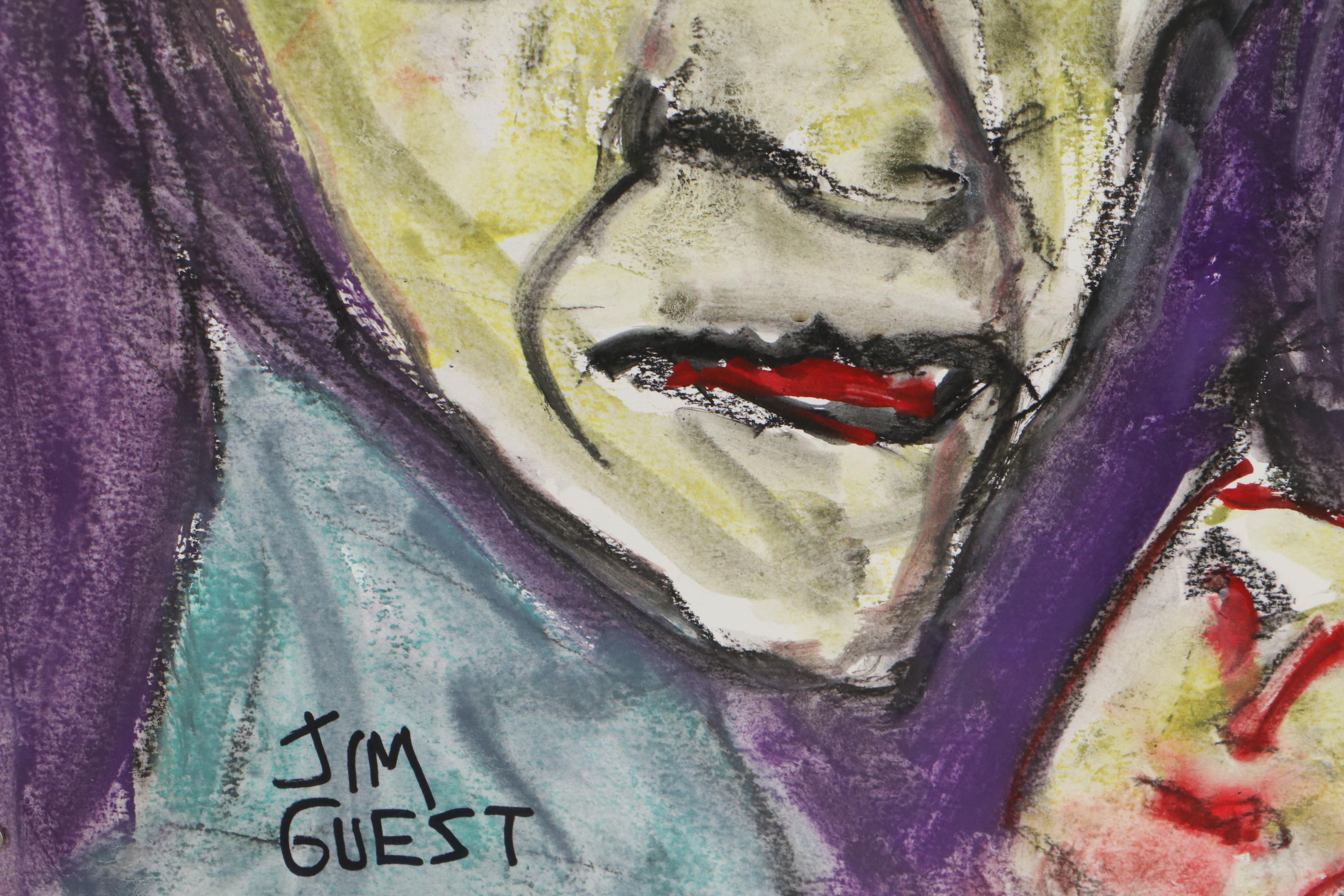 Jim Guest Portrait Mixed Media Painting
