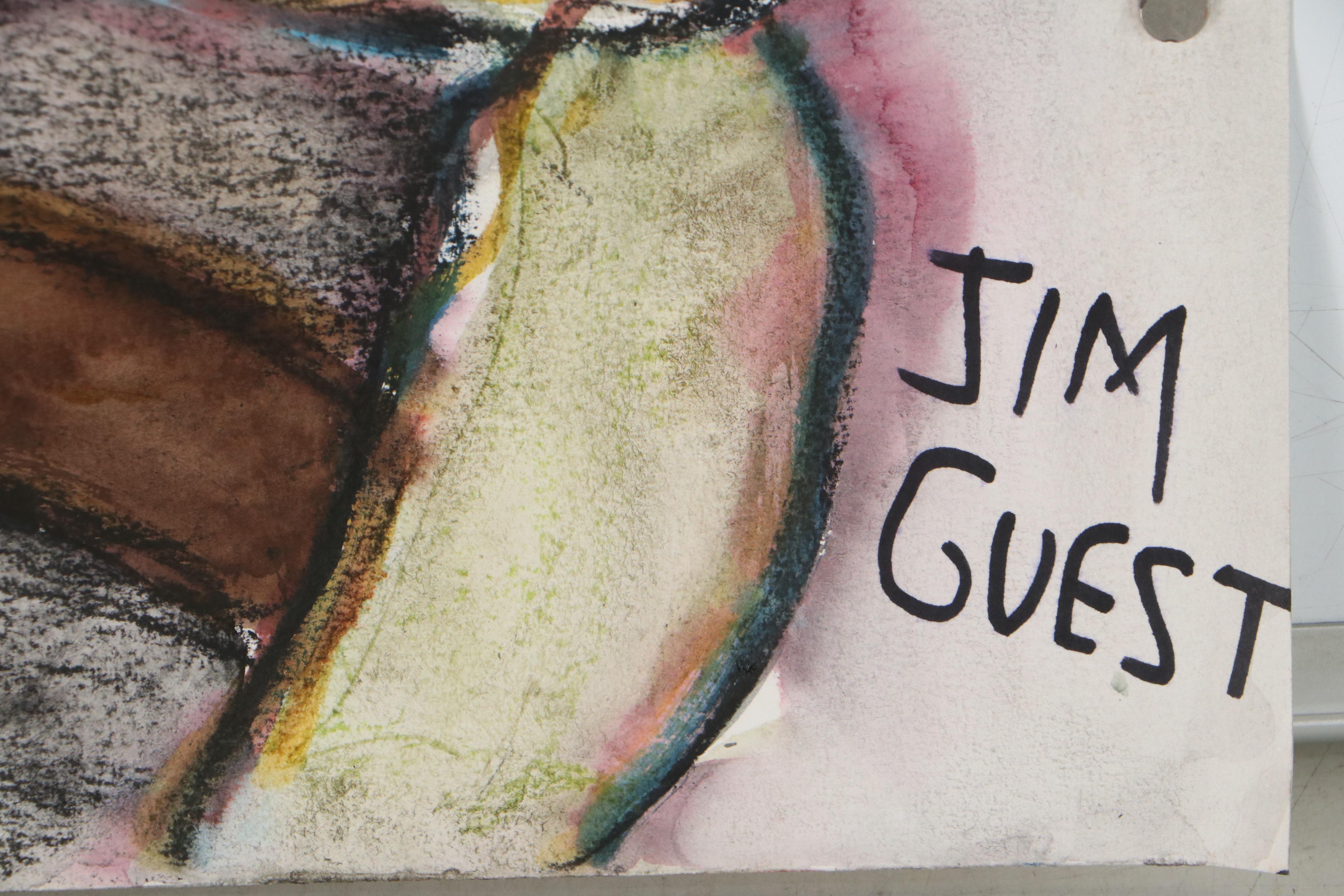 Jim Guest Portrait Mixed Media Painting