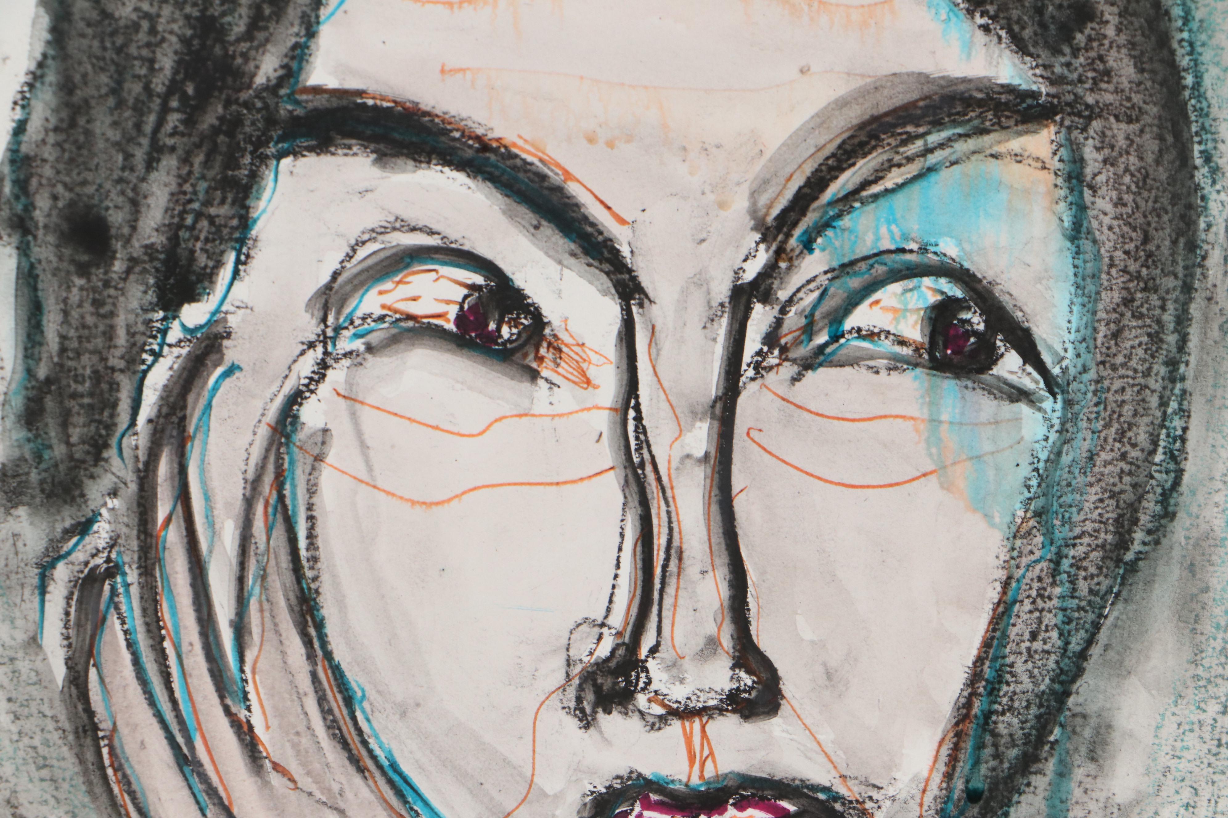 Jim Guest Portrait Mixed Media Painting