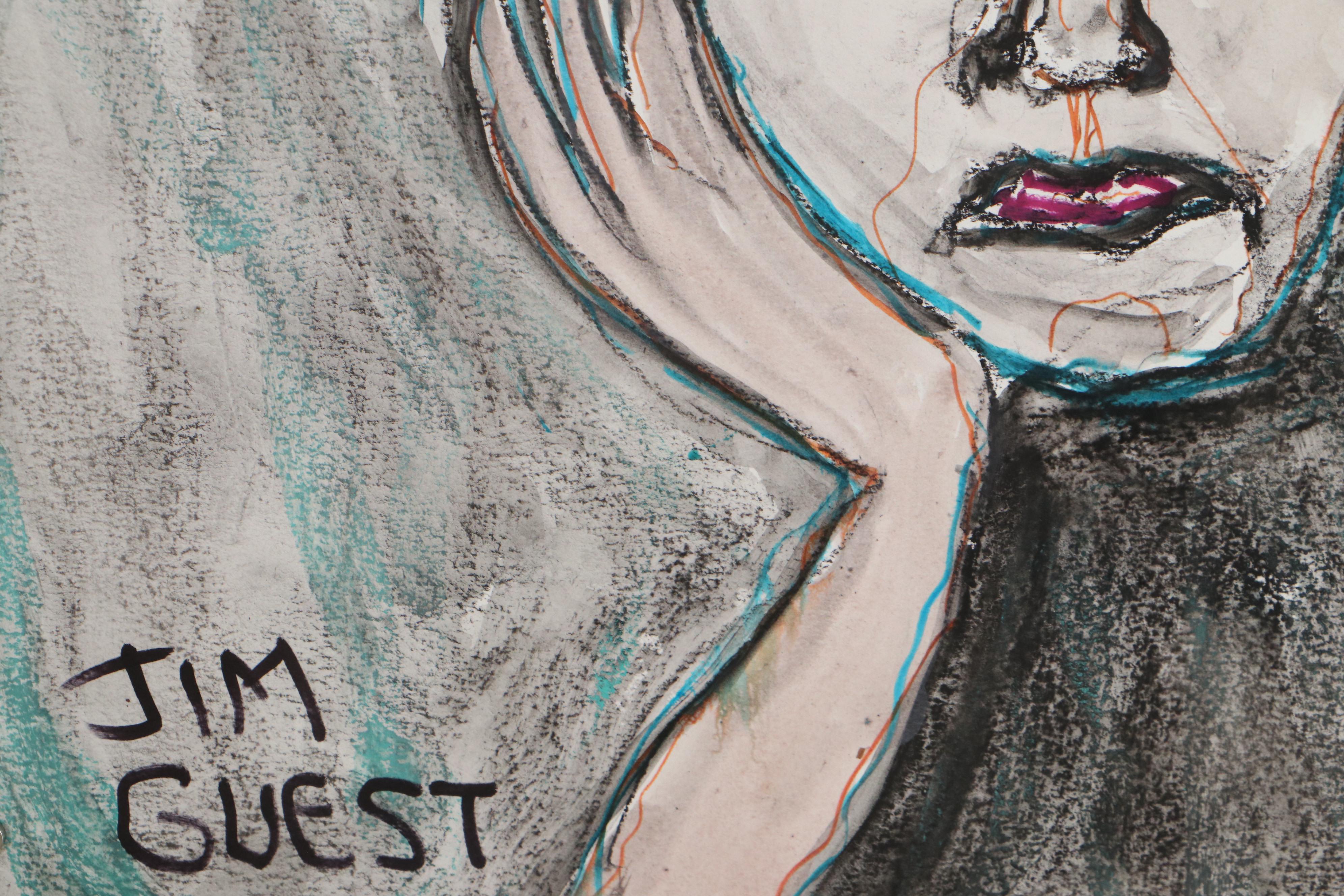 Jim Guest Portrait Mixed Media Painting