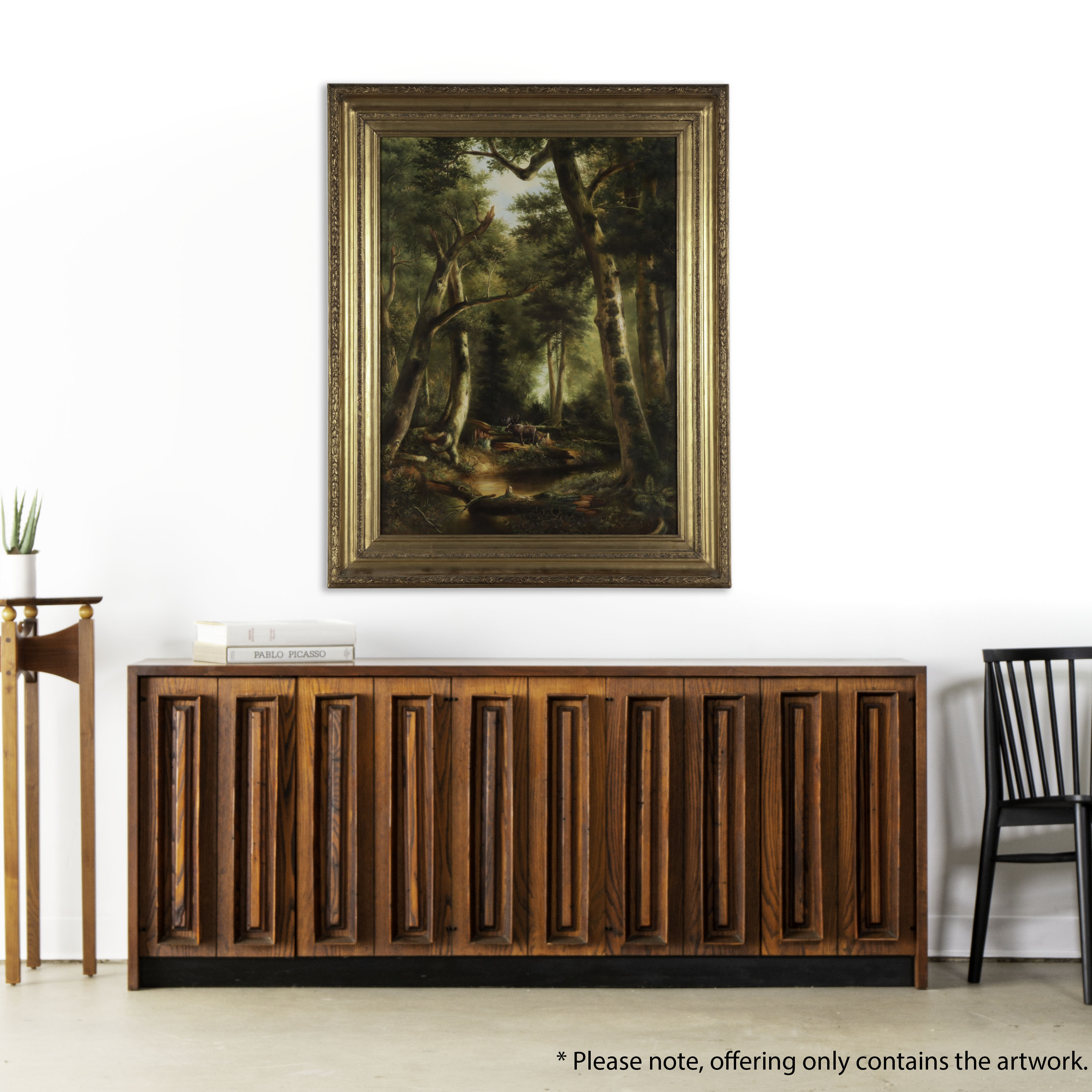 Forest Landscape Oil Painting With Moose