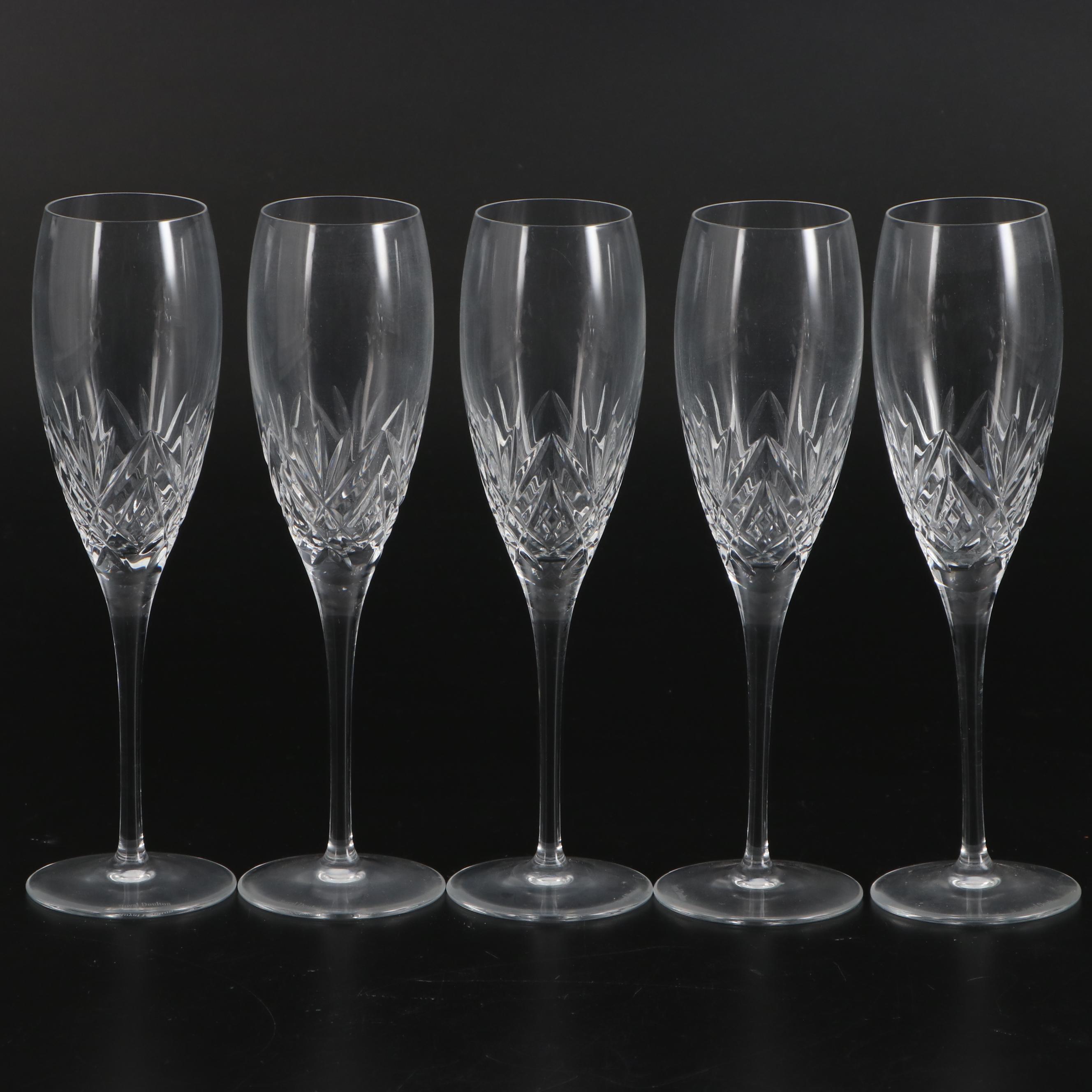 Royal Doulton "Juliette" Crystal Champagne Flutes and Iced Tea Glasses