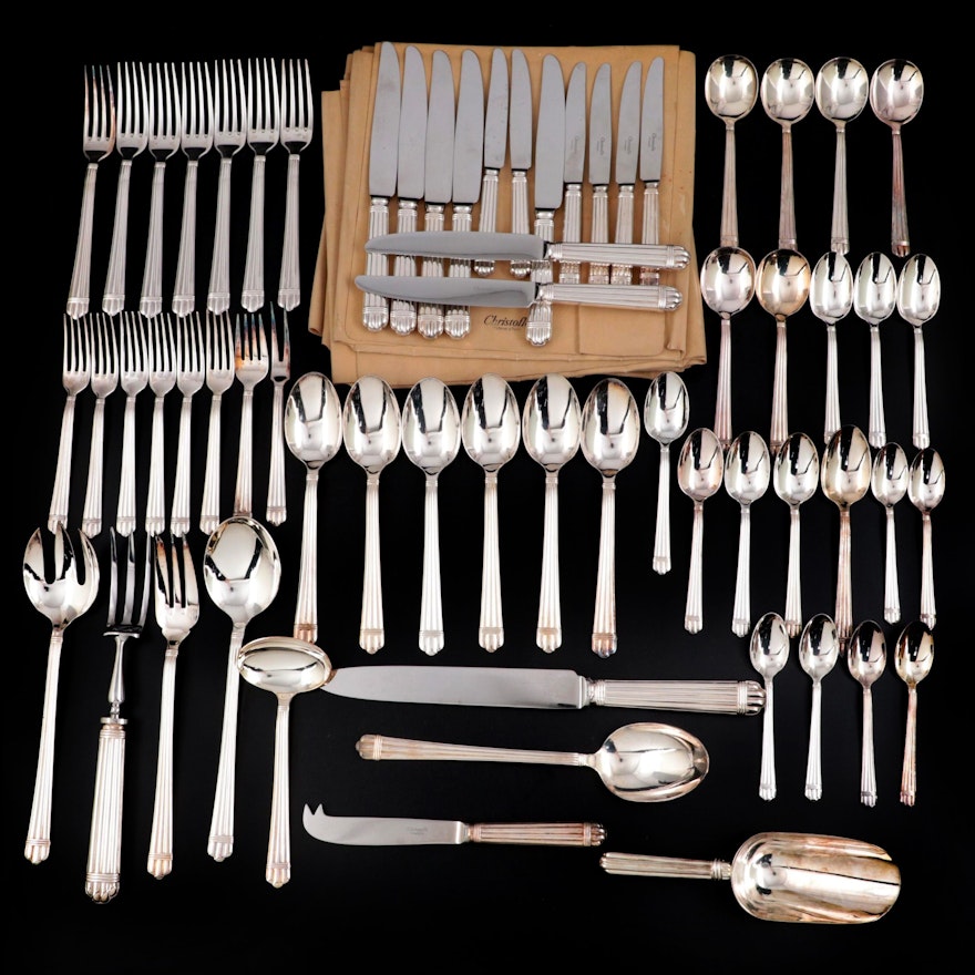 Christofle "Aria" Silver Plate Flatware and Serving Utensils