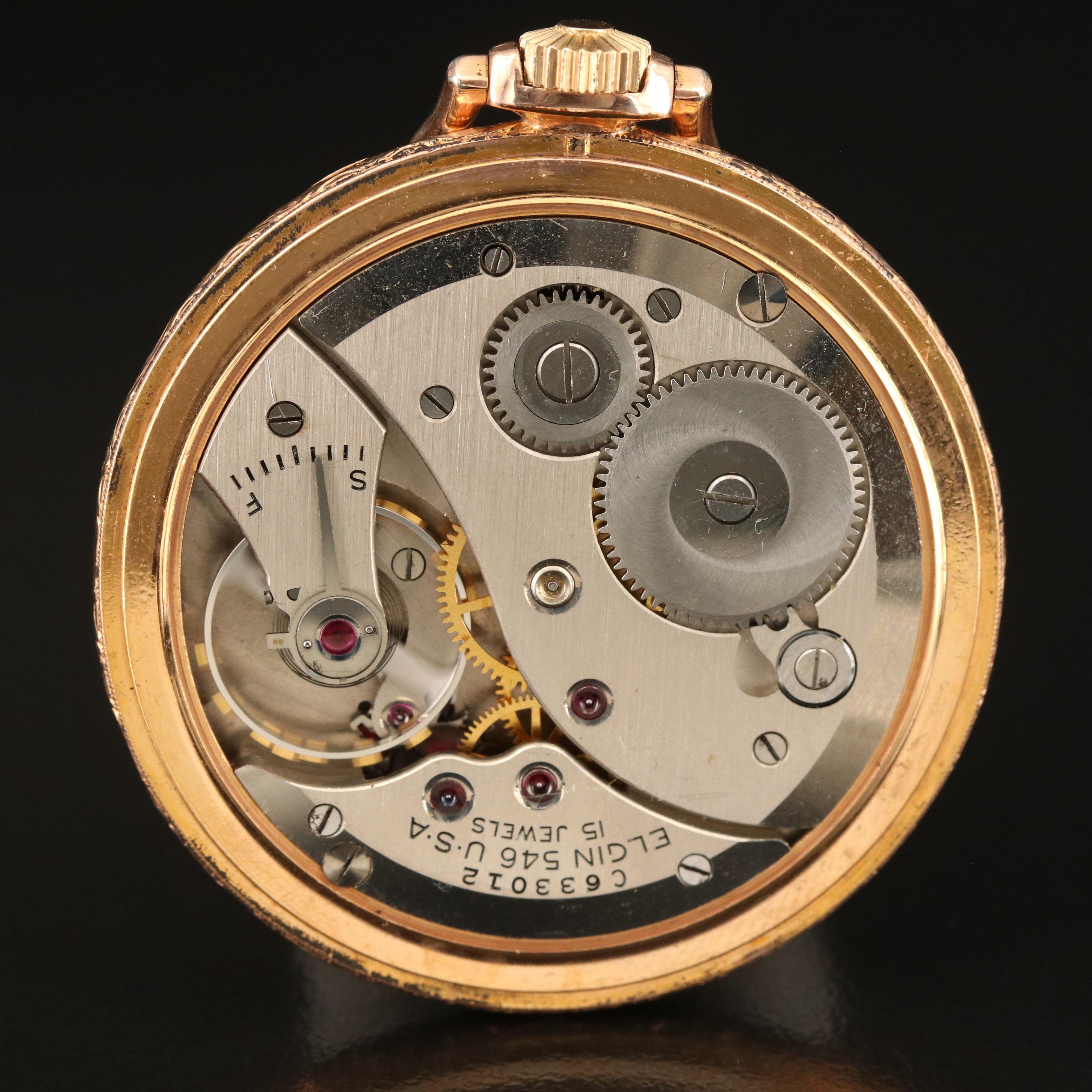 1942 Elgin 10K Rolled Gold Plate Pocket Watch