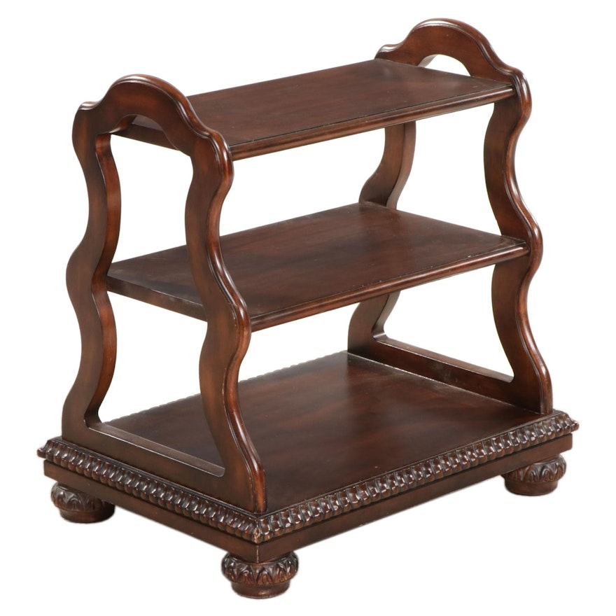 Bernhardt Baroque Style Mahogany-Stained Three-Tiered Open End Table