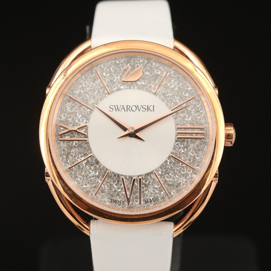 Swarovski Crystalline Oval Rose Gold Tone Wristwatch