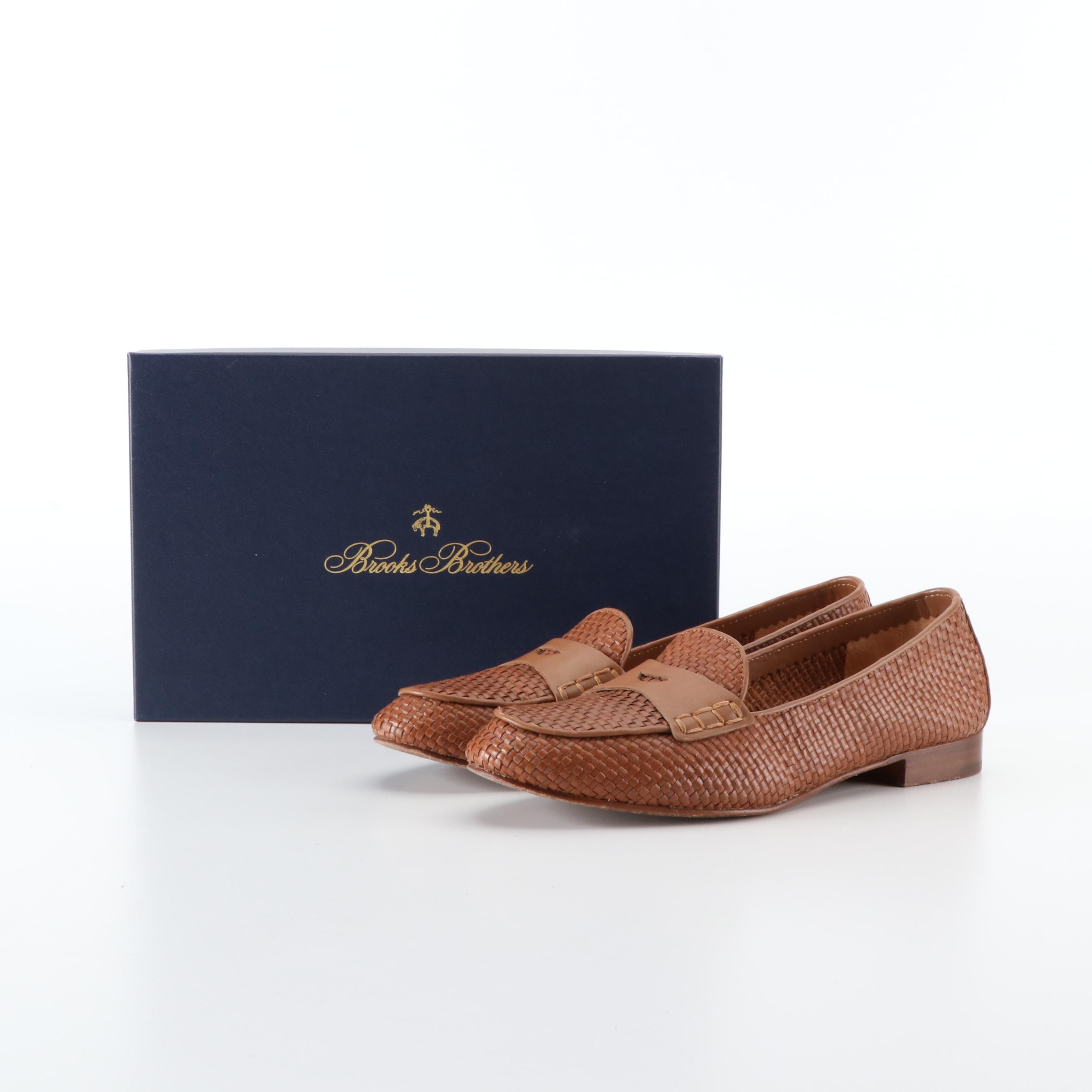 Brooks Brothers Loafers in Woven Leather with Box