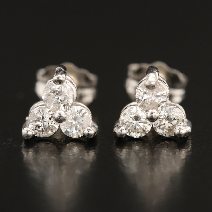 14K 0.36 CTW Diamond Trefoil Stud Earrings