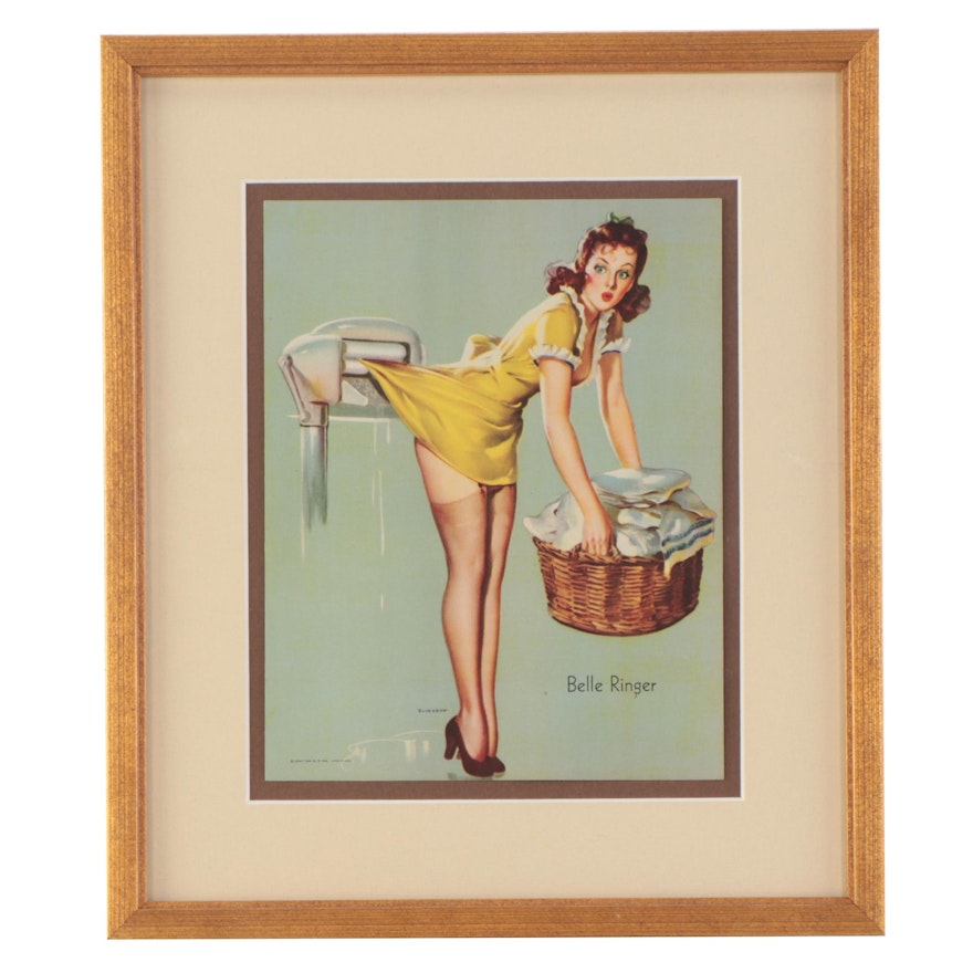 Pin-Up Offset Lithograph After Gil Elvgren "Belle Ringer" in Mat Frame