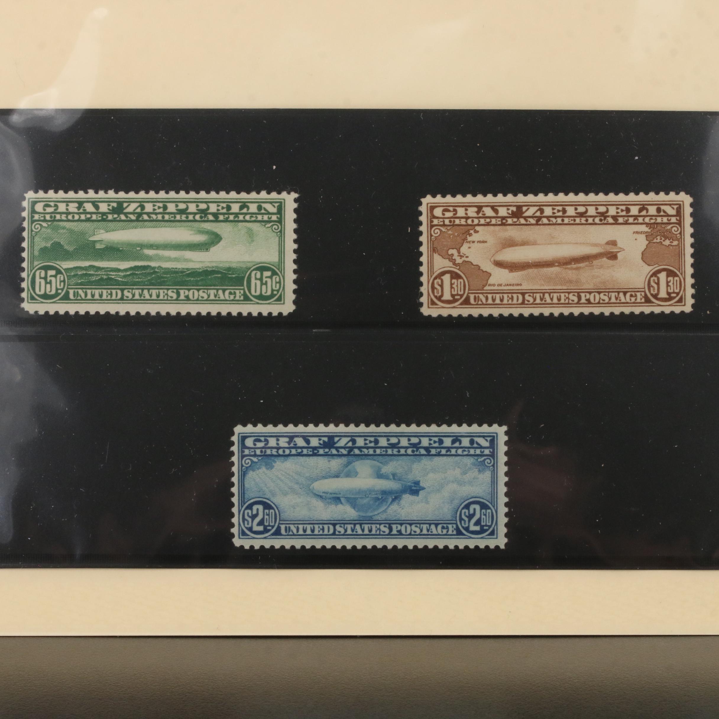 Mint Graf Zeppelin Postage Stamp Set, Scott #C13 to #C15