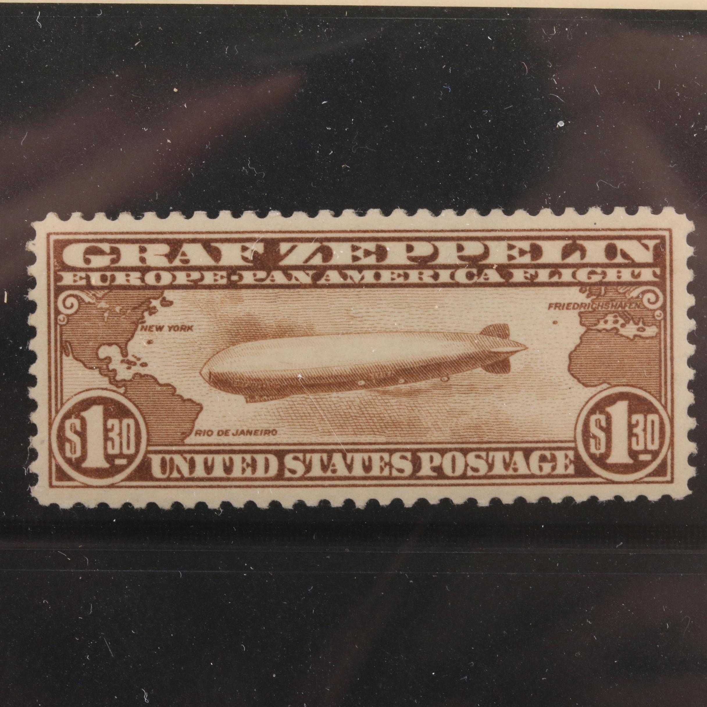 Mint Graf Zeppelin Postage Stamp Set, Scott #C13 to #C15