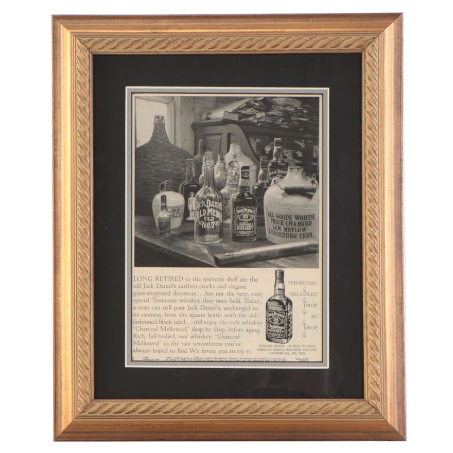 Jack Daniel's Whiskey Promotional Advertisement Halftone Print in Mat Frame