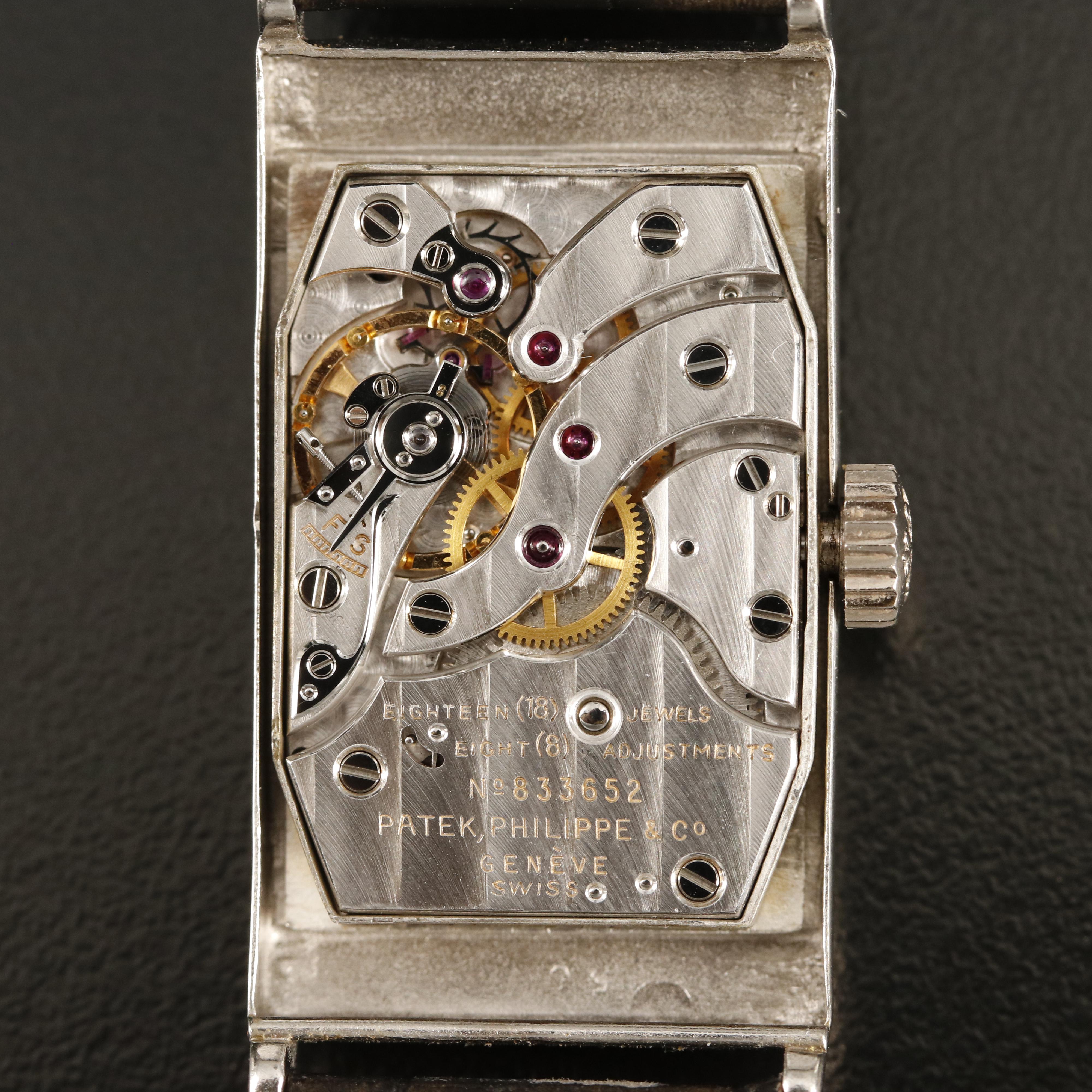 Platinum Vintage Patek Philippe Tank Style Diamond Watch