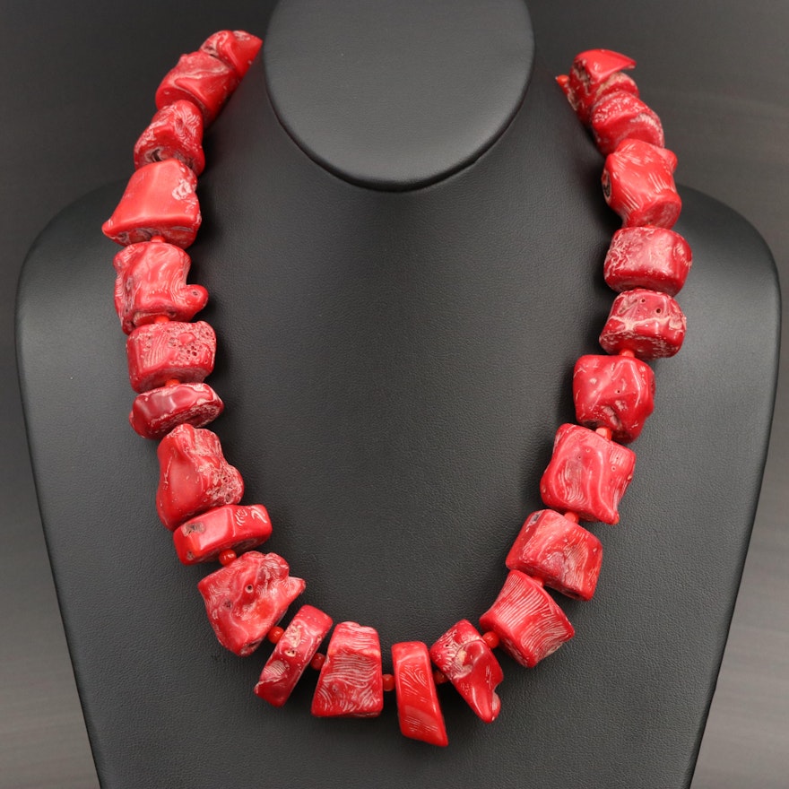 Coral Necklace with Sterling Clasp