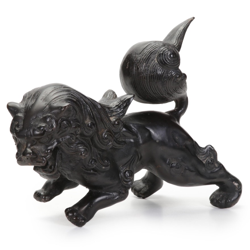Wildwood Imports Patinated Cast Metal Gaurdian Lion Sculpture
