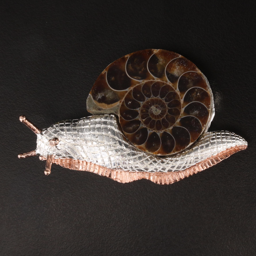 Sterling Ammonite Snail Brooch