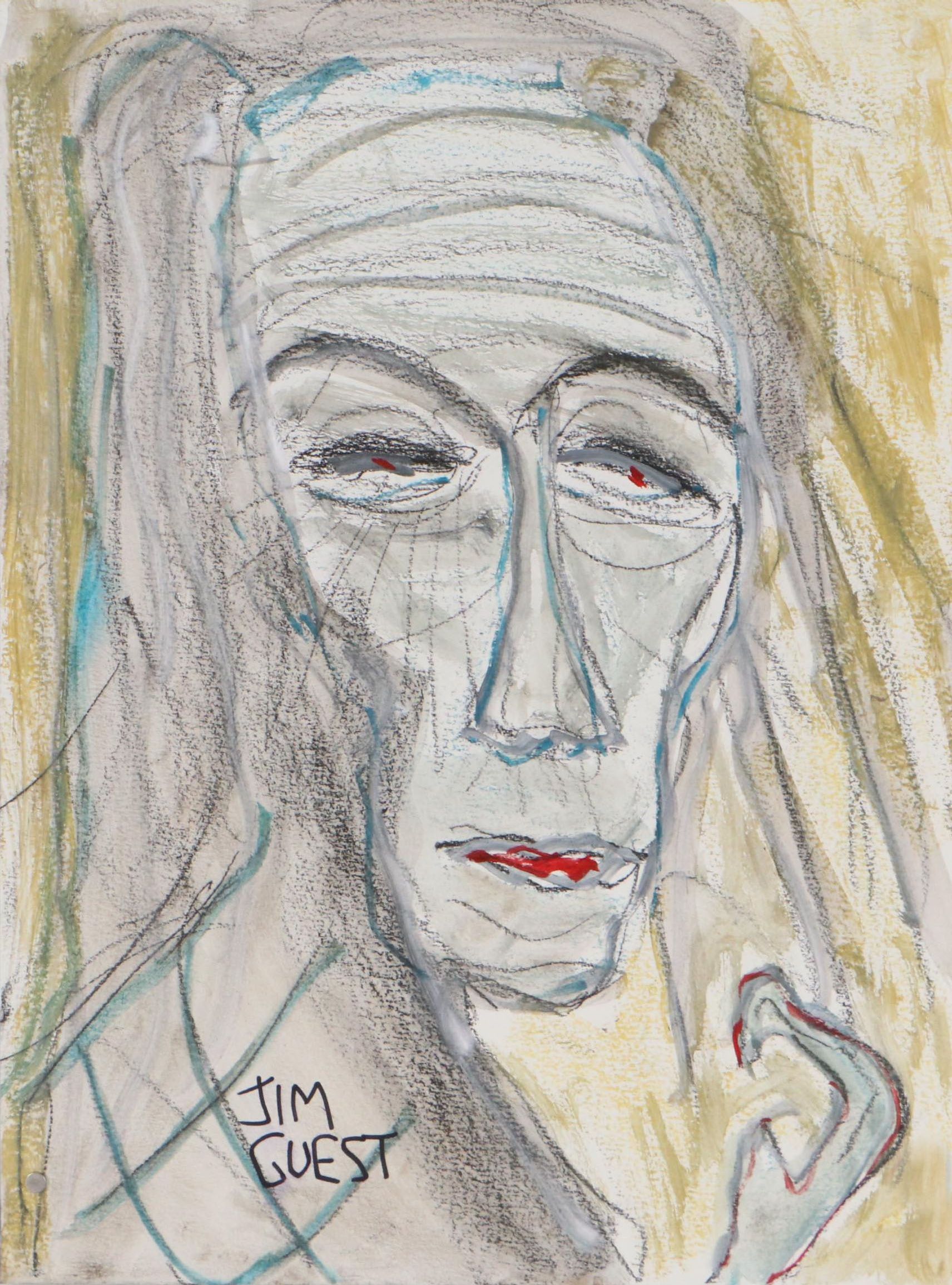 Jim Guest Portrait Mixed Media Painting