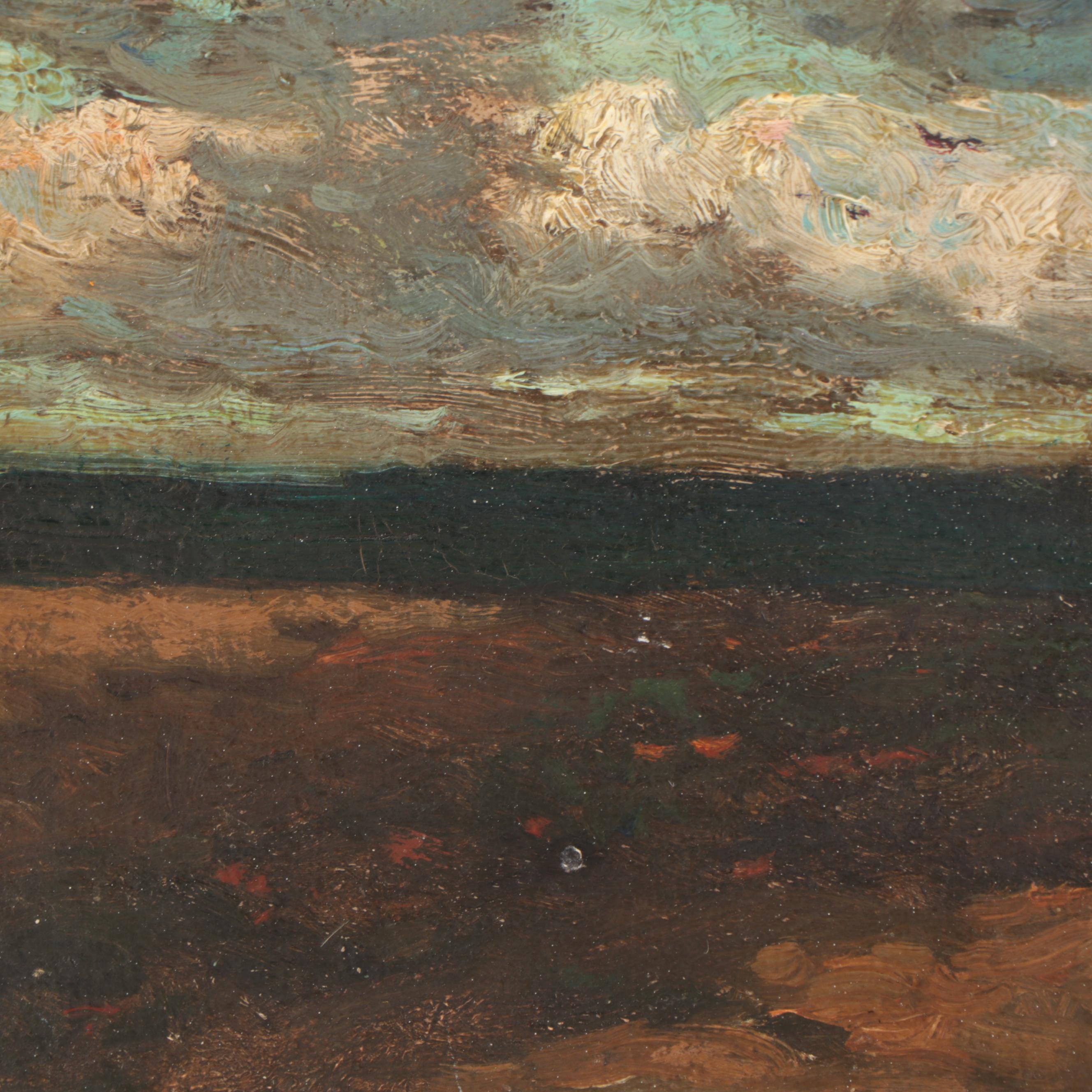 William Ritschel Tonalist Oil Painting of Figure and Horse Cart