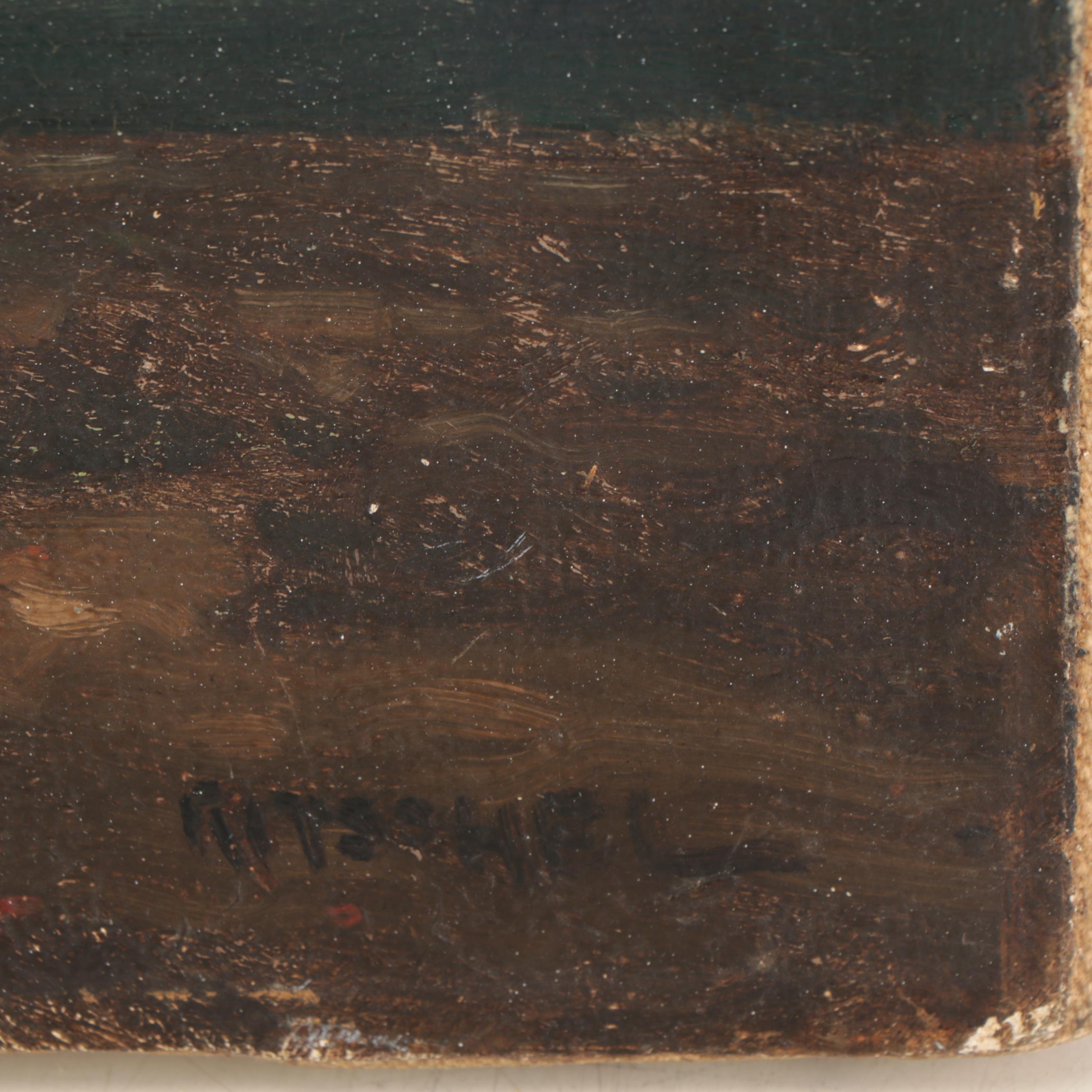 William Ritschel Tonalist Oil Painting of Figure and Horse Cart