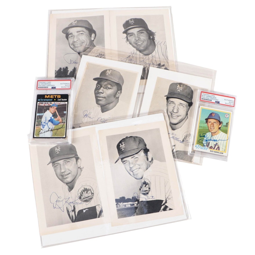 1969–1970s New York Mets, Ed Kranepool, Bud Harrelson, Signed Cards and Photos