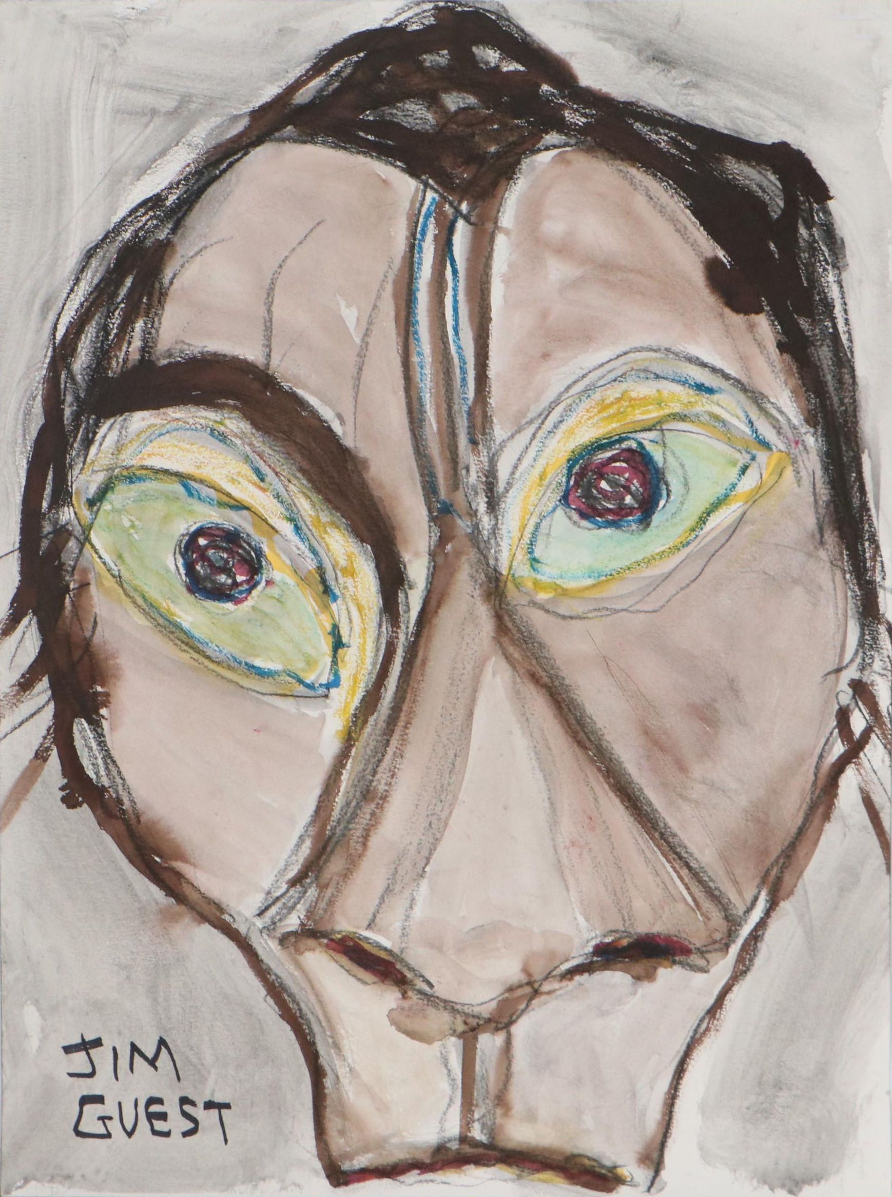 Jim Guest Portrait Mixed Media Painting