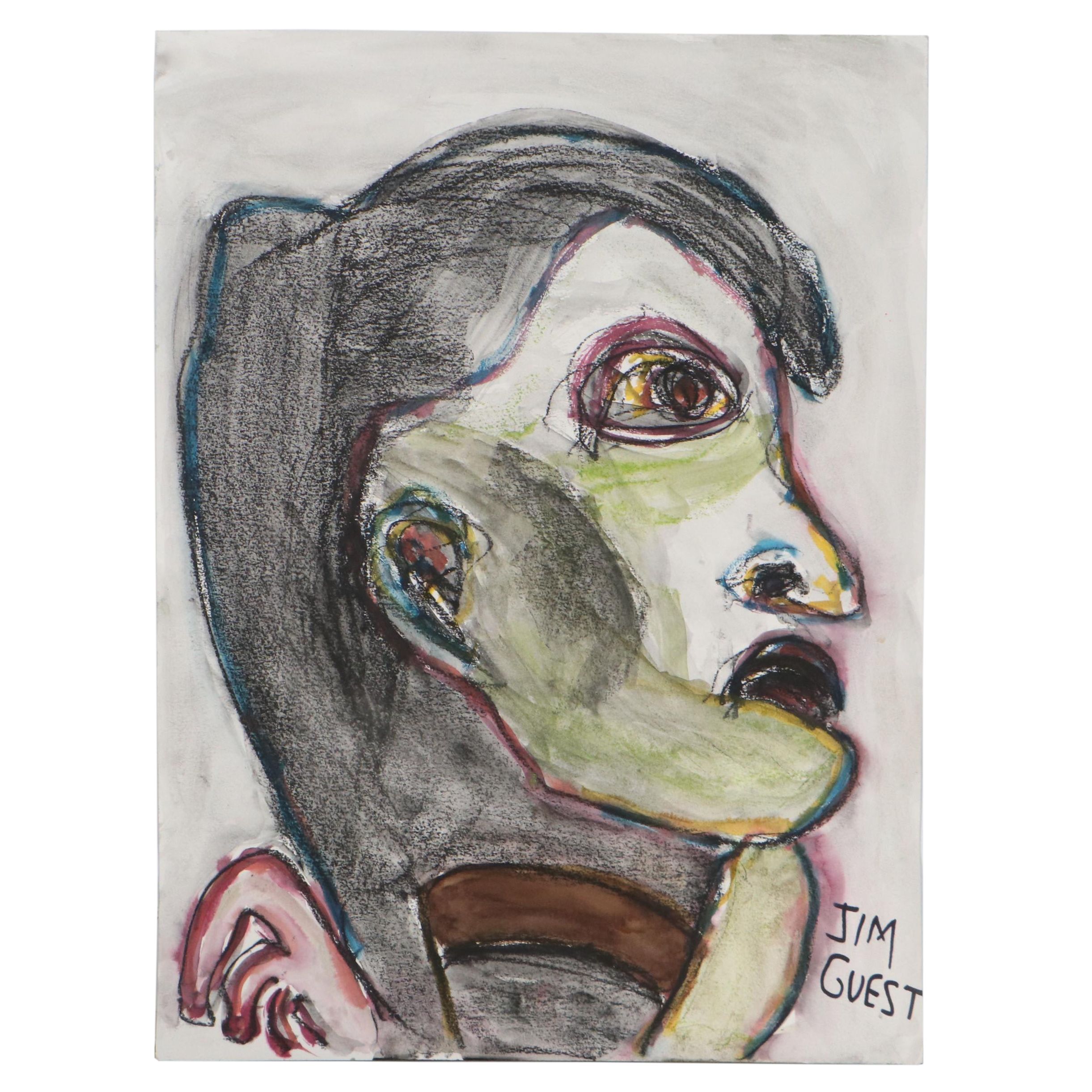 Jim Guest Portrait Mixed Media Painting