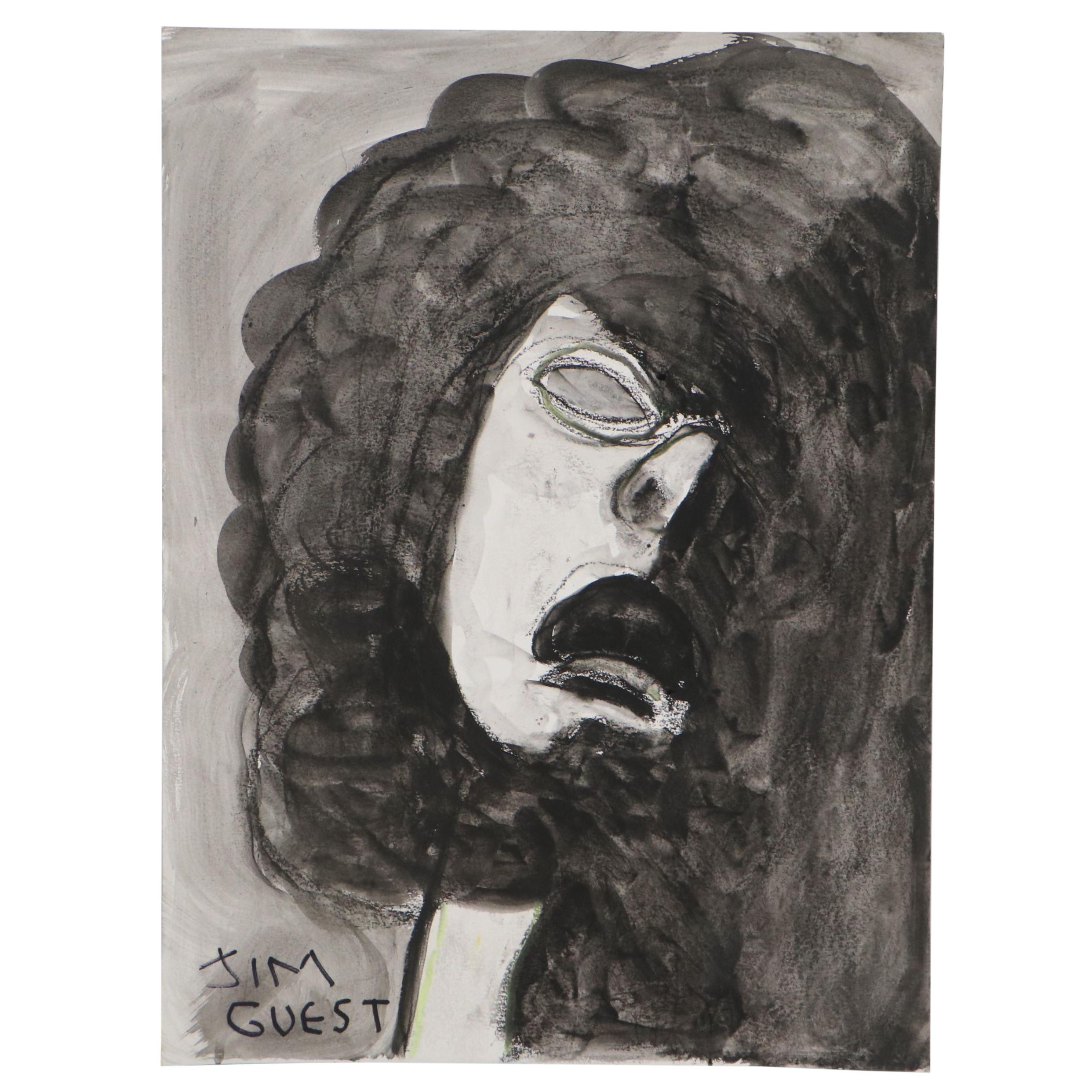 Jim Guest Portrait Mixed Media Painting