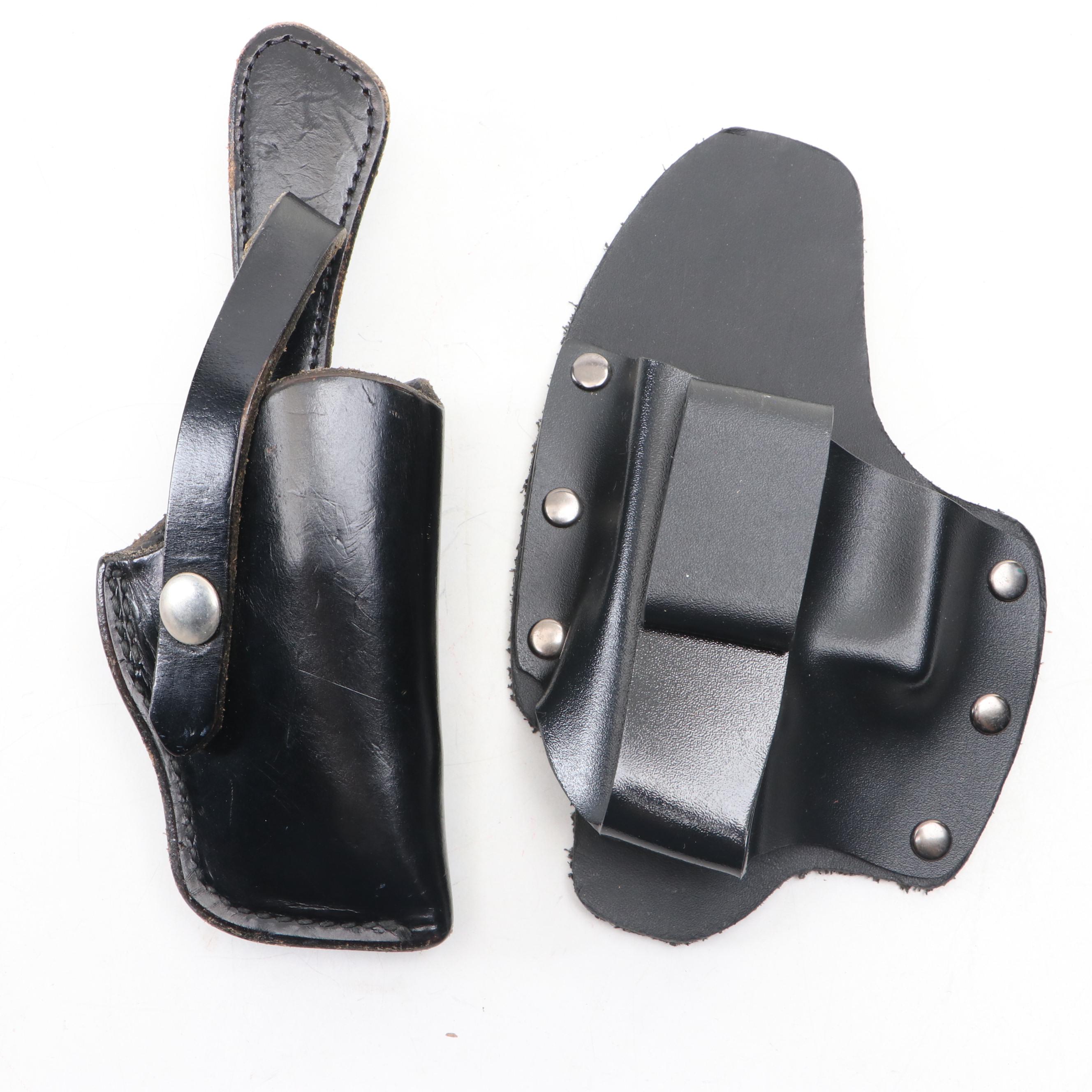 Gun and Knife Holster Collection Including Embossed Leather Holster