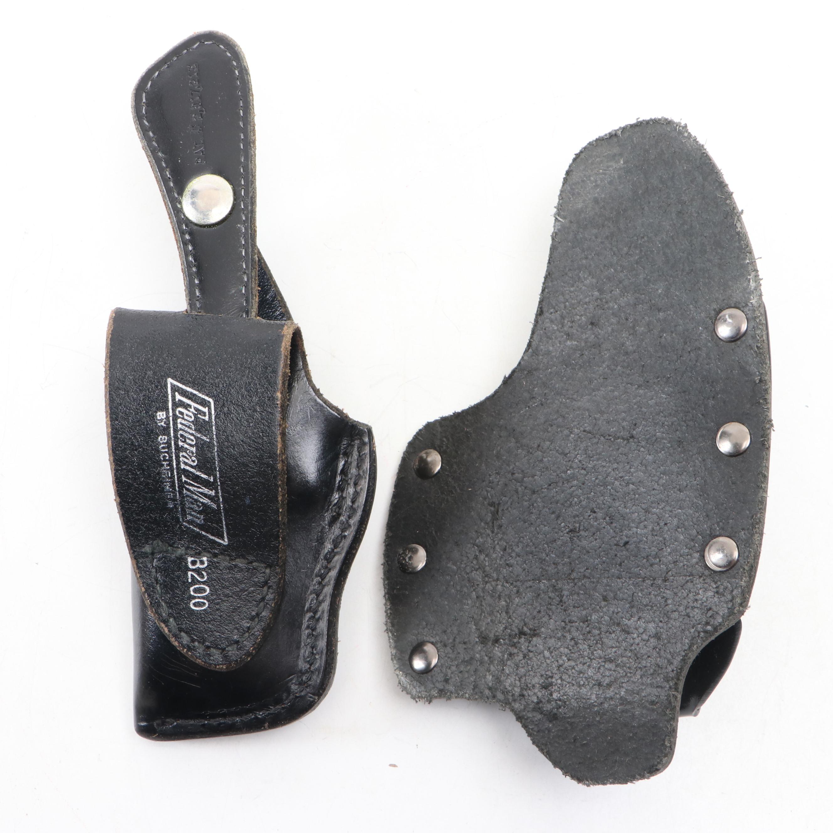 Gun and Knife Holster Collection Including Embossed Leather Holster