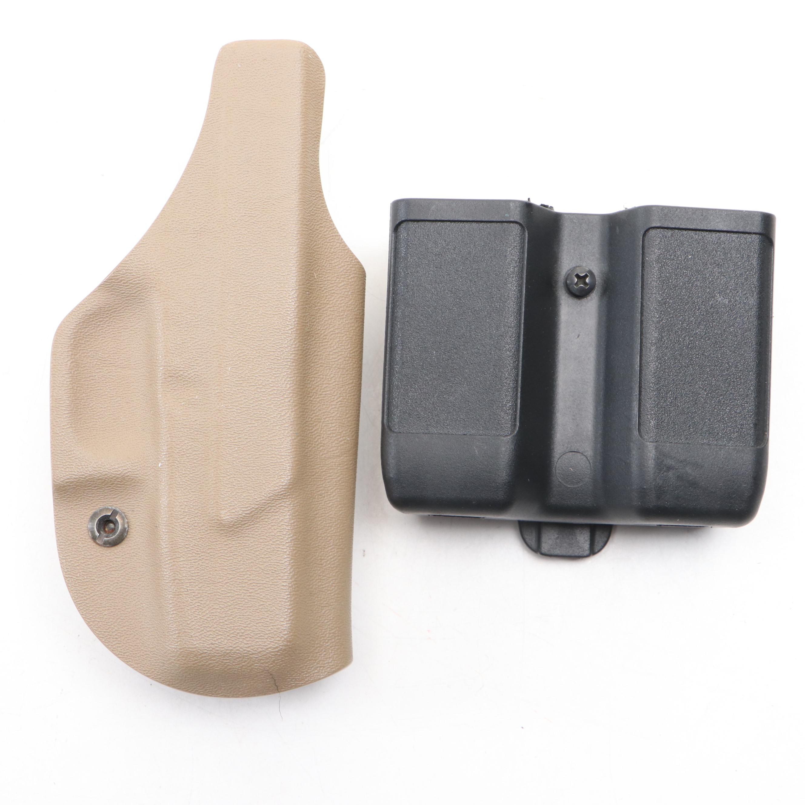 Gun and Knife Holster Collection Including Embossed Leather Holster