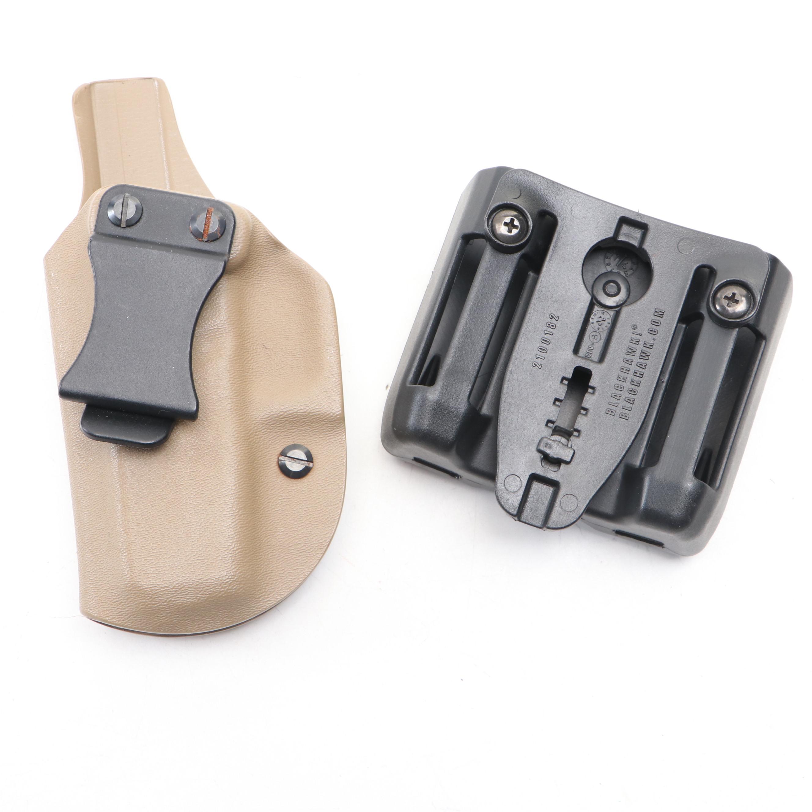 Gun and Knife Holster Collection Including Embossed Leather Holster