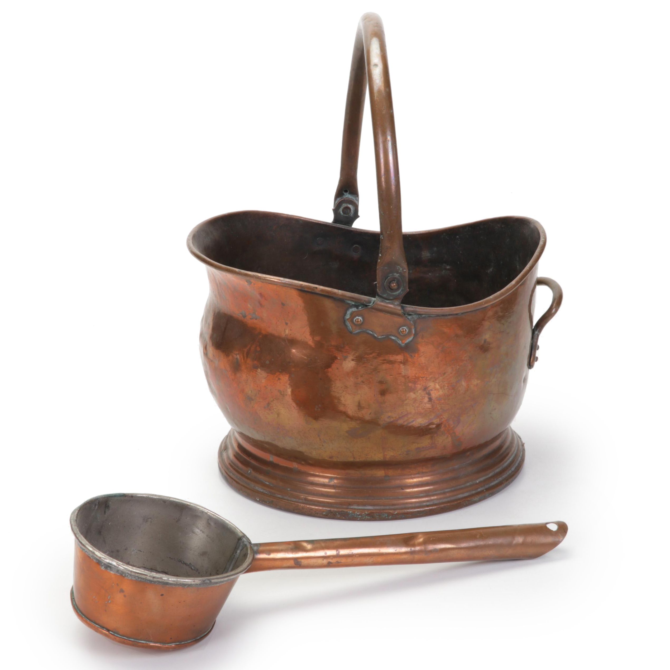 Copper Coal Scuttle and Warming Pan