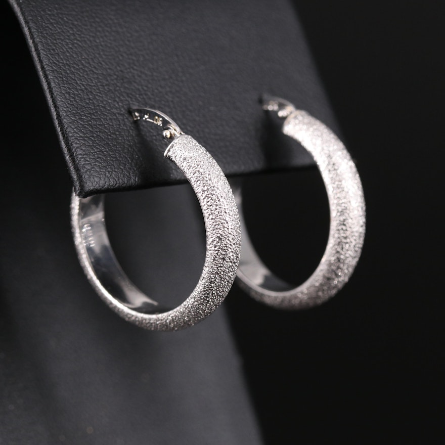 Italian 14K Textured Hoop Earrings