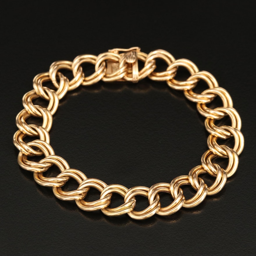 18K Double Link Curb Chain Bracelet