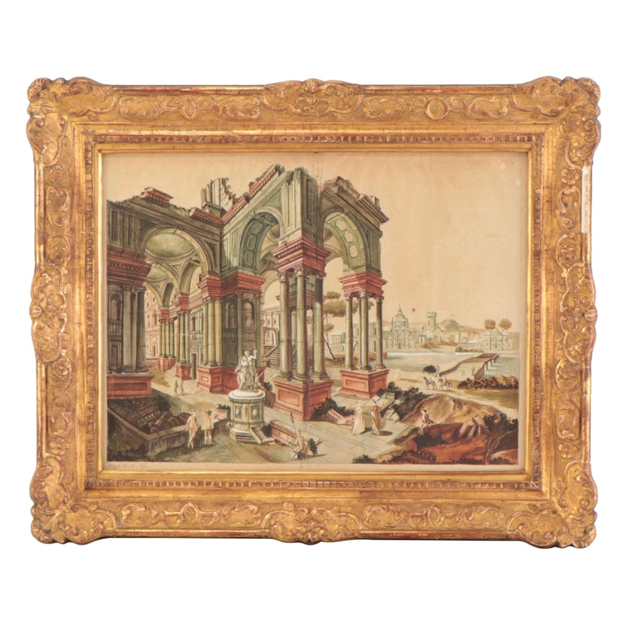 Wenzel Führich Capriccio Watercolor Painting, 1794