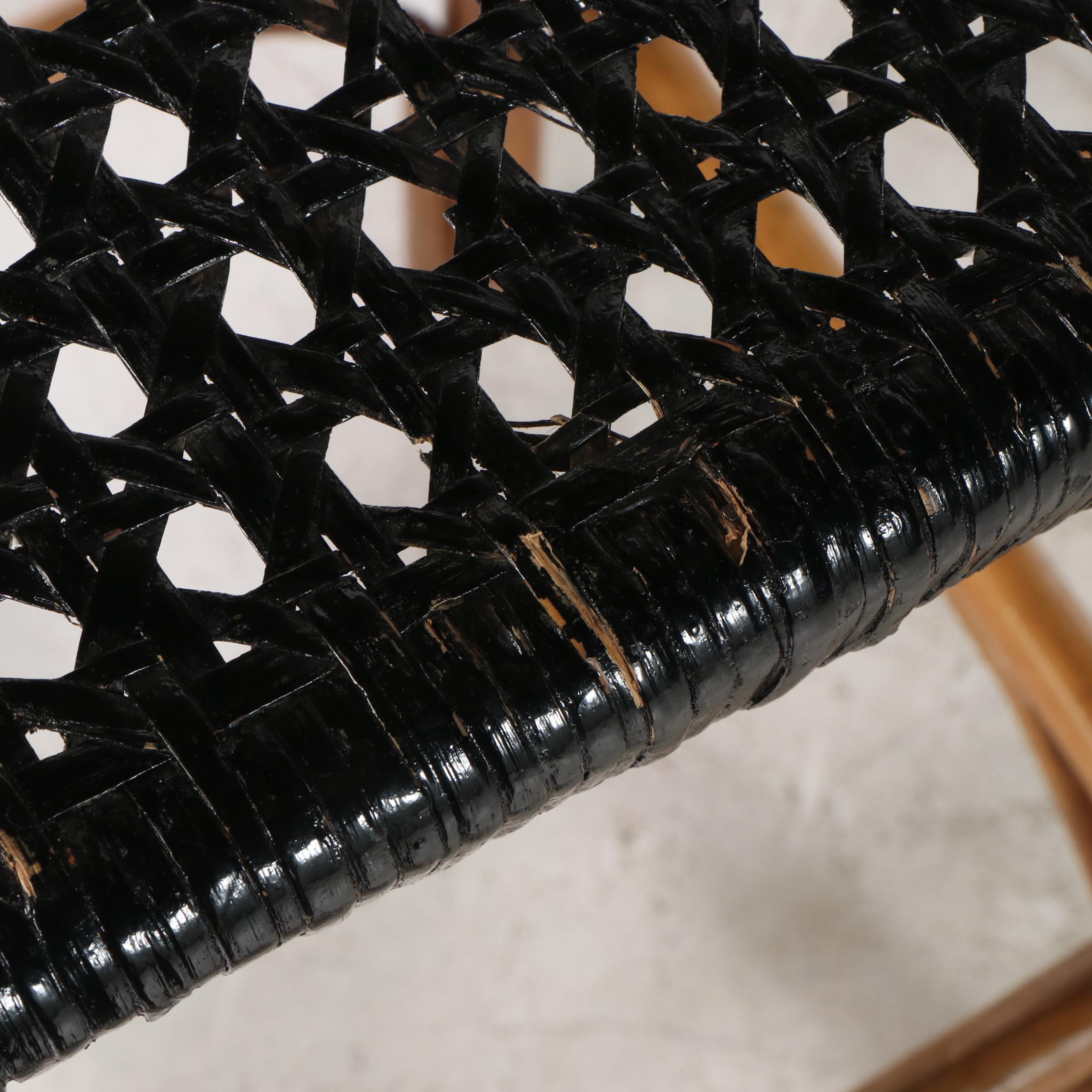 Pair of Rattan and Caned Counter Stools