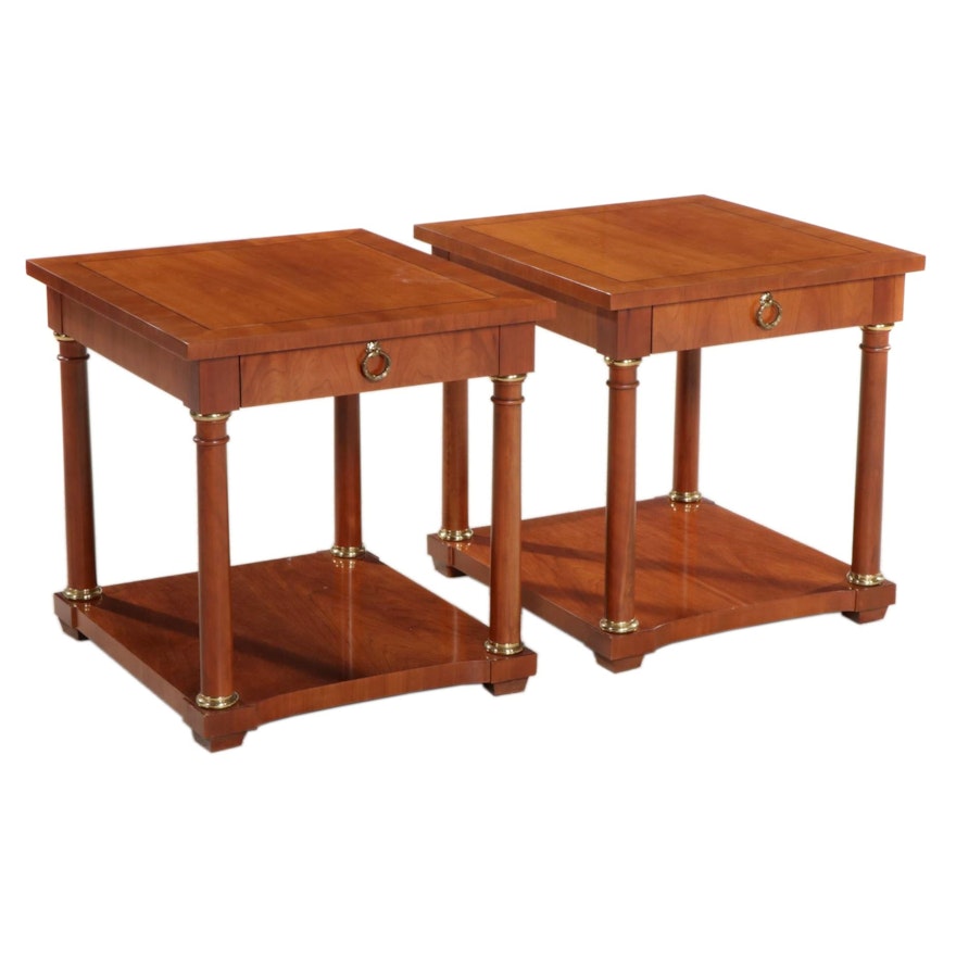 Pair of Baker Neoclassical Style Mahogany Side Tables, Late 20th Century