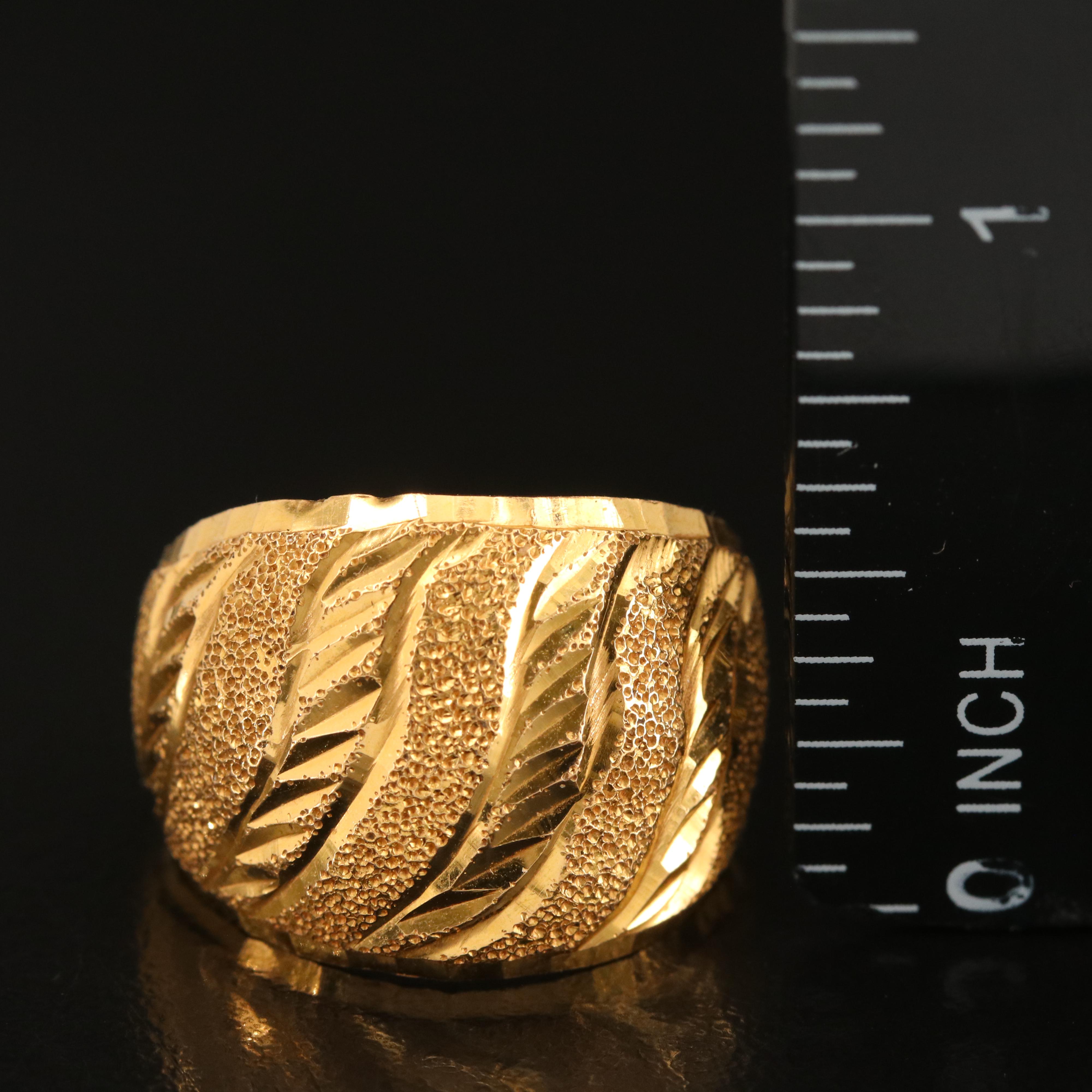 18K Tapered Band with Diamond Cut Accents