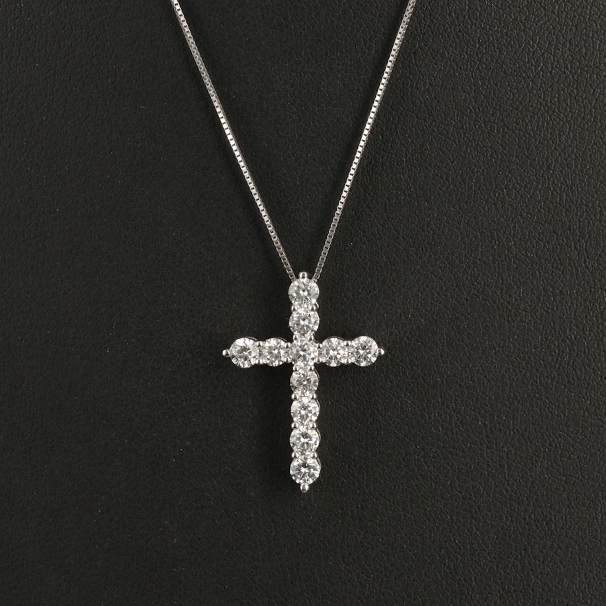 14K Lab Grown Diamond Cross Pendant Necklace