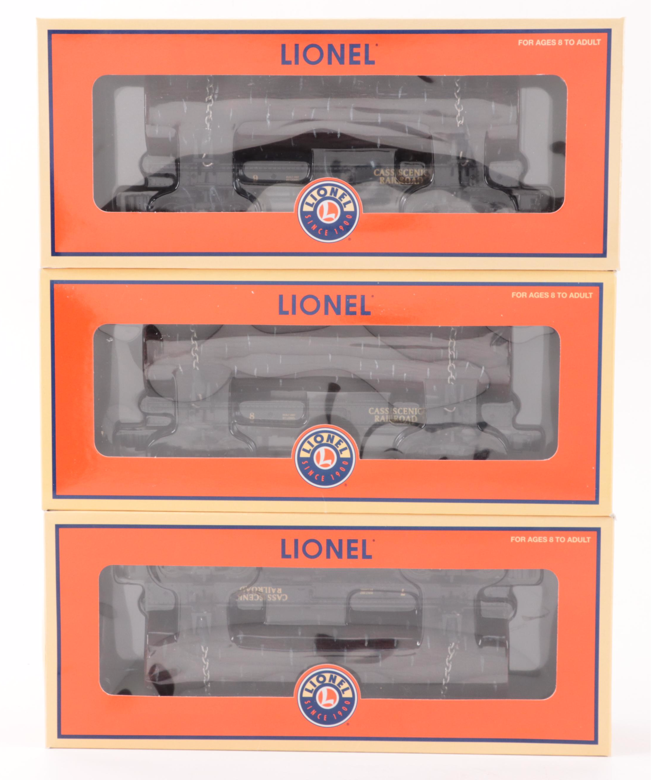 Lionel Santa Fe Electric Train Locomotive, Transformer, Lumber Loader, Log Car