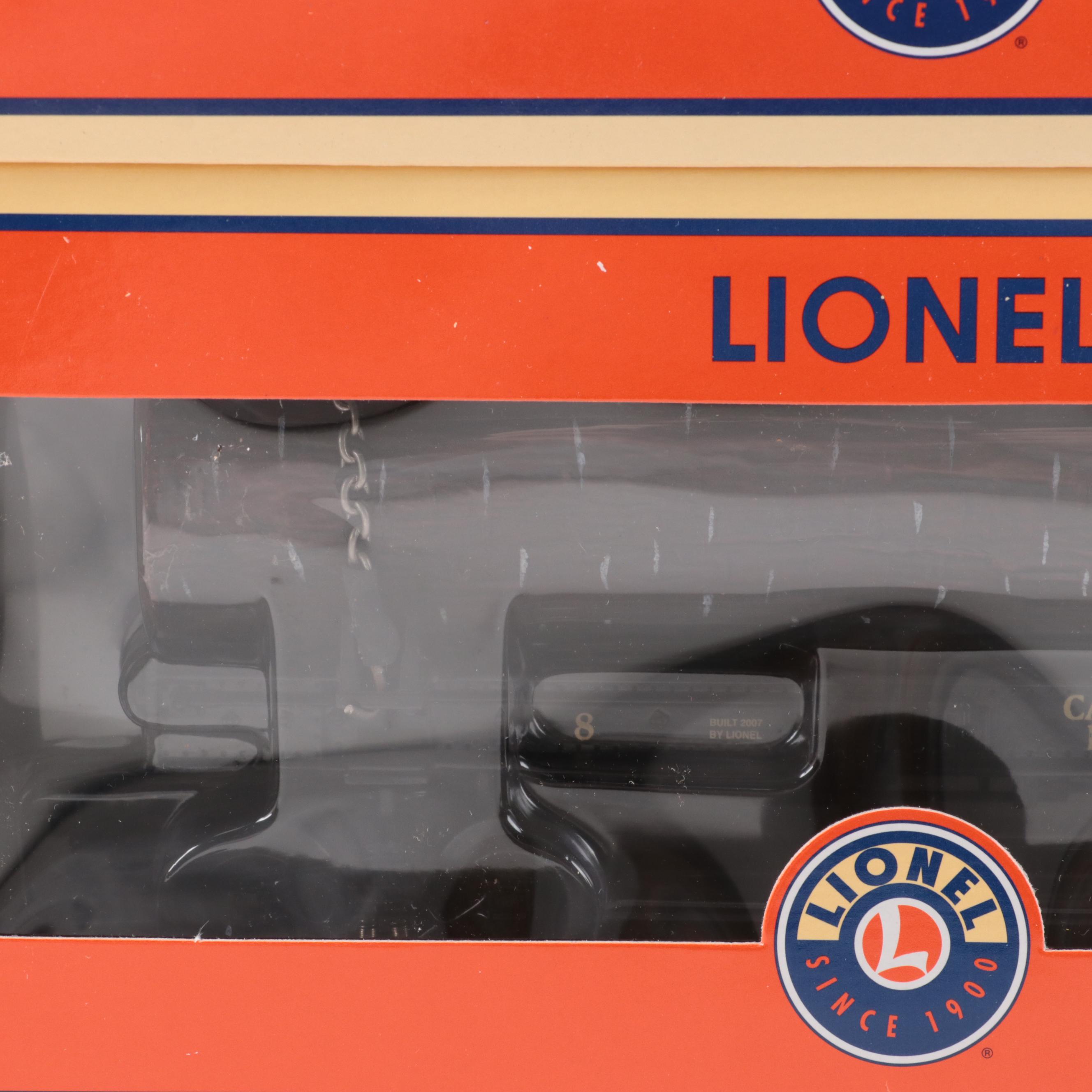 Lionel Santa Fe Electric Train Locomotive, Transformer, Lumber Loader, Log Car